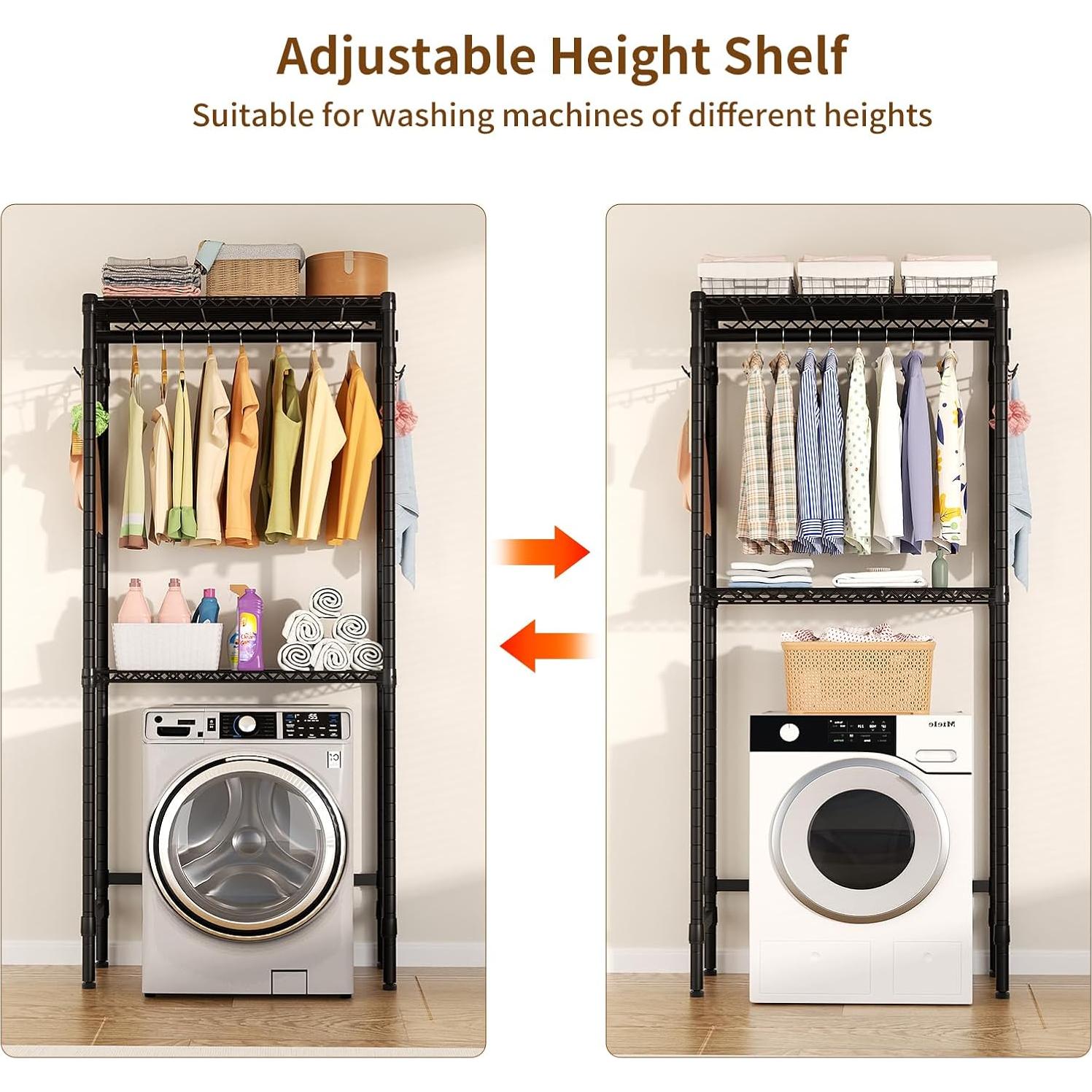 Estante sobre lavadora Golpart 2 niveles ajustable negro