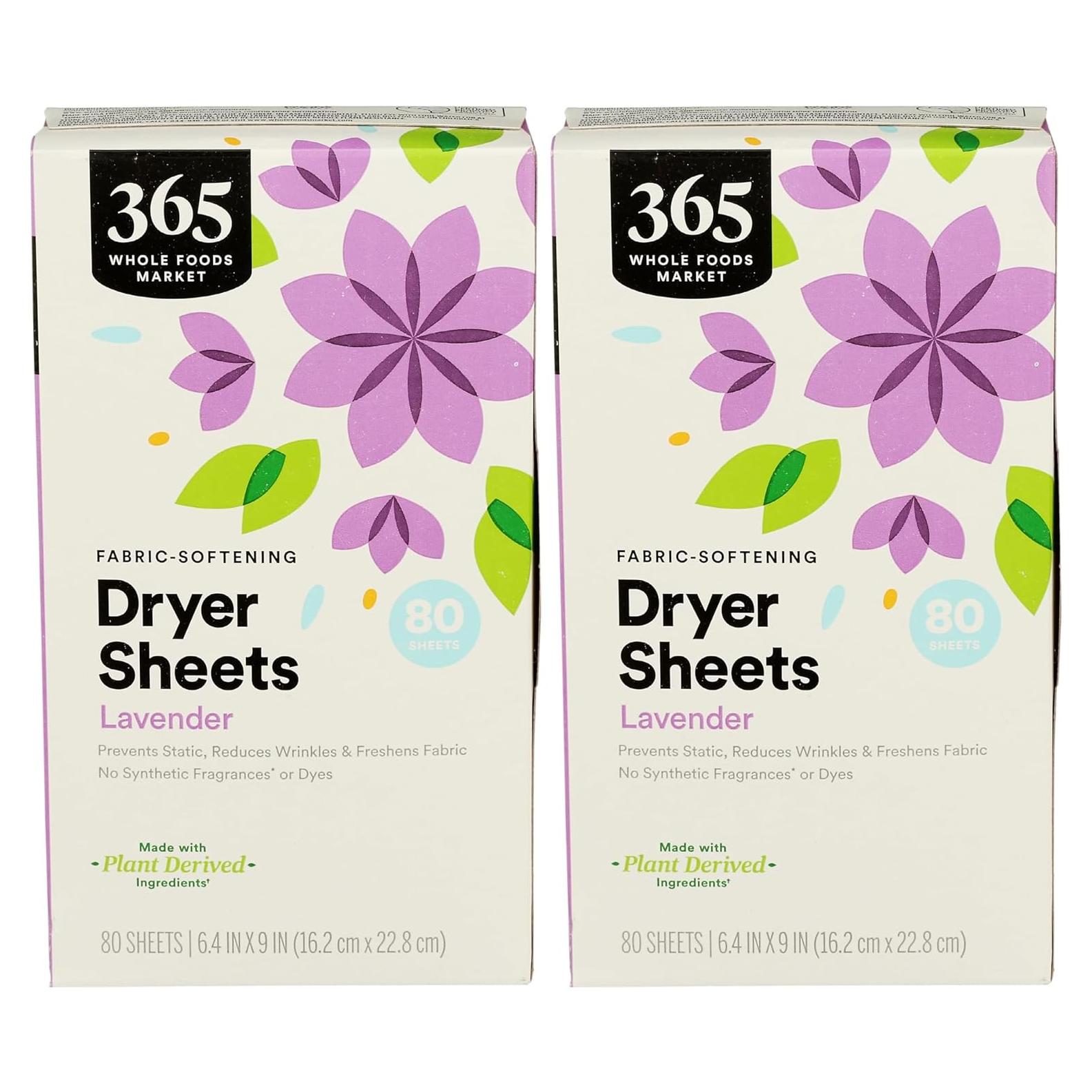 Hojas de Suavizante de Tela Lavanda 80 Unidades Whole Foods