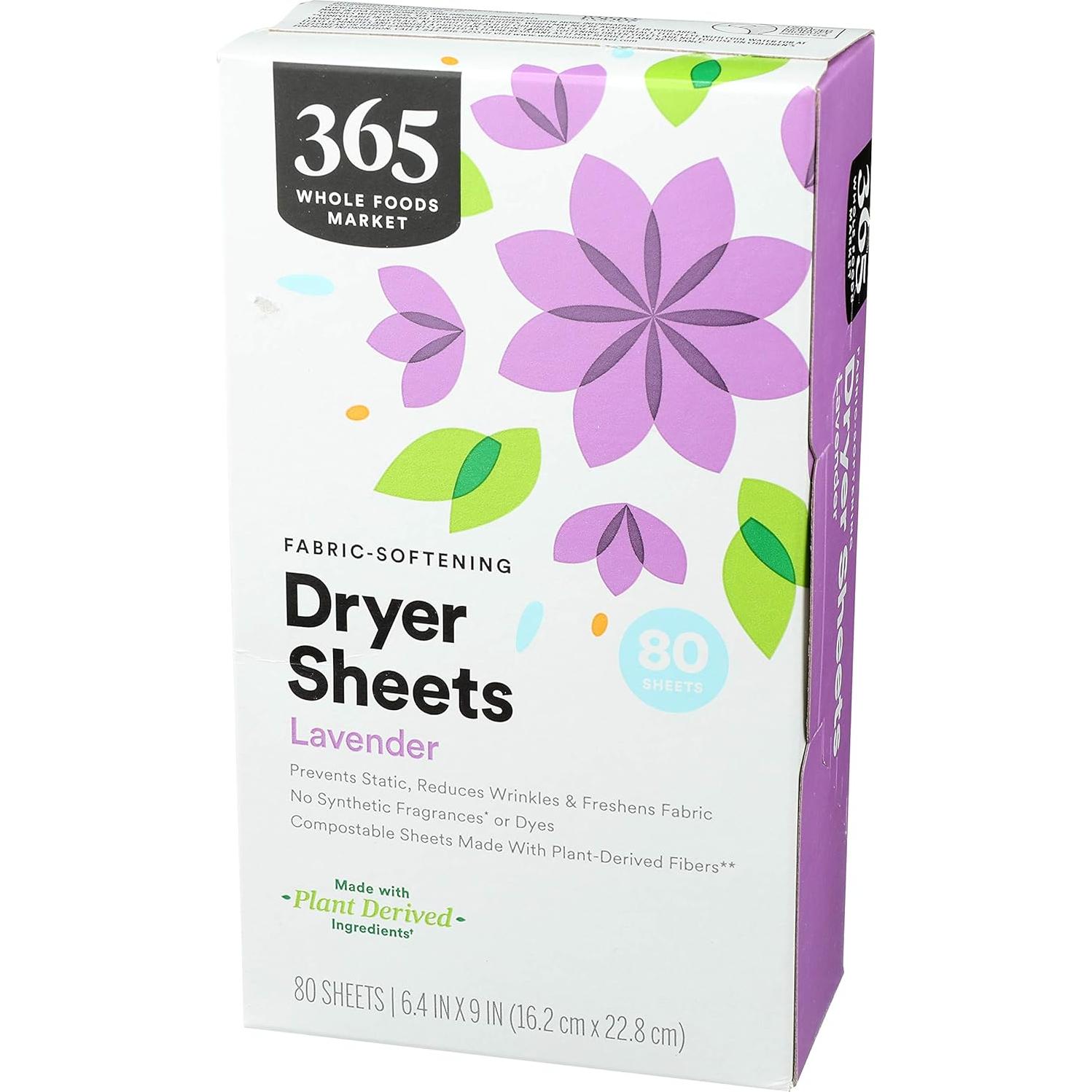 Hojas de Suavizante de Tela Lavanda 80 Unidades Whole Foods