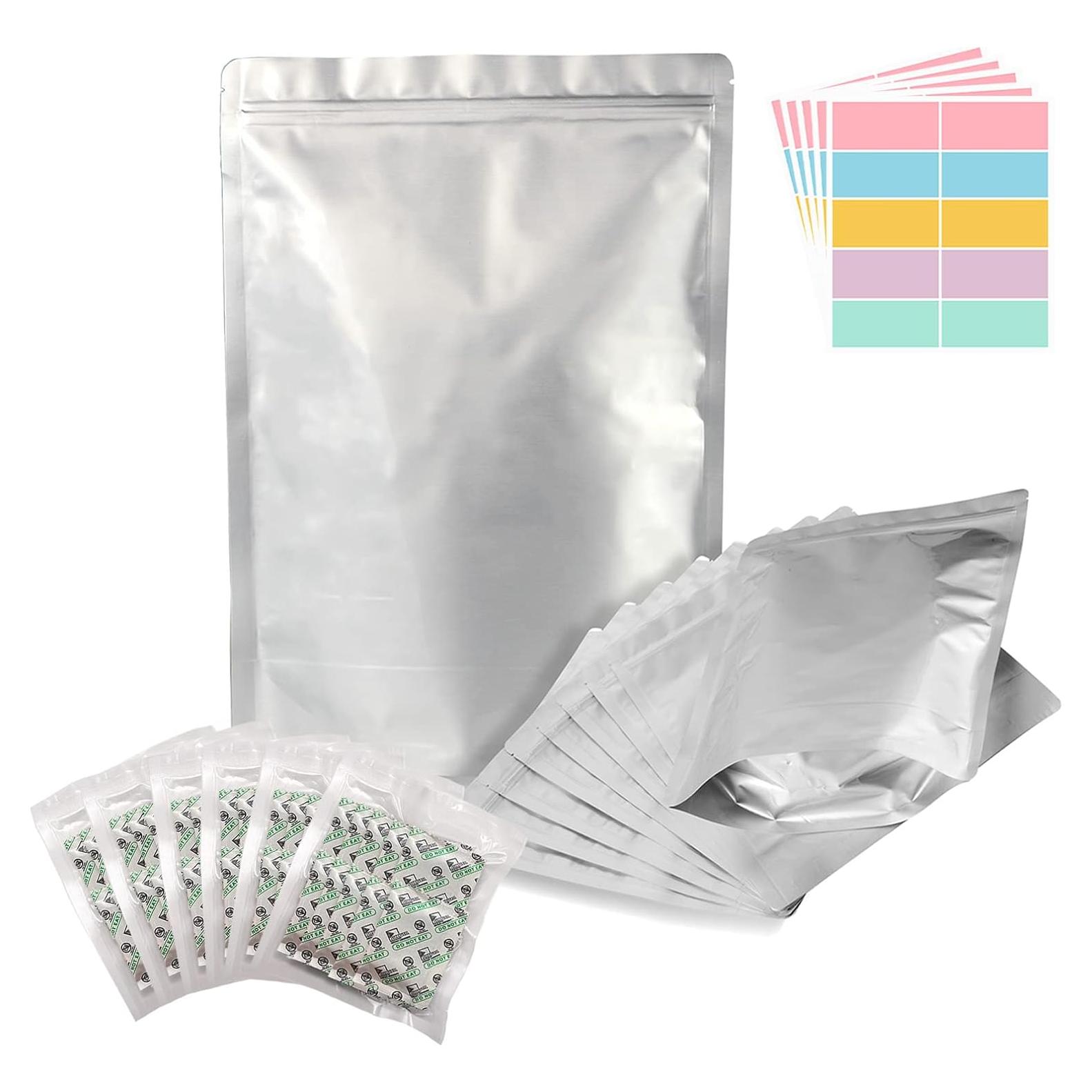 Bolsas Mylar SHXWELL 50pcs 20x30.5cm Reutilizables con Cierre