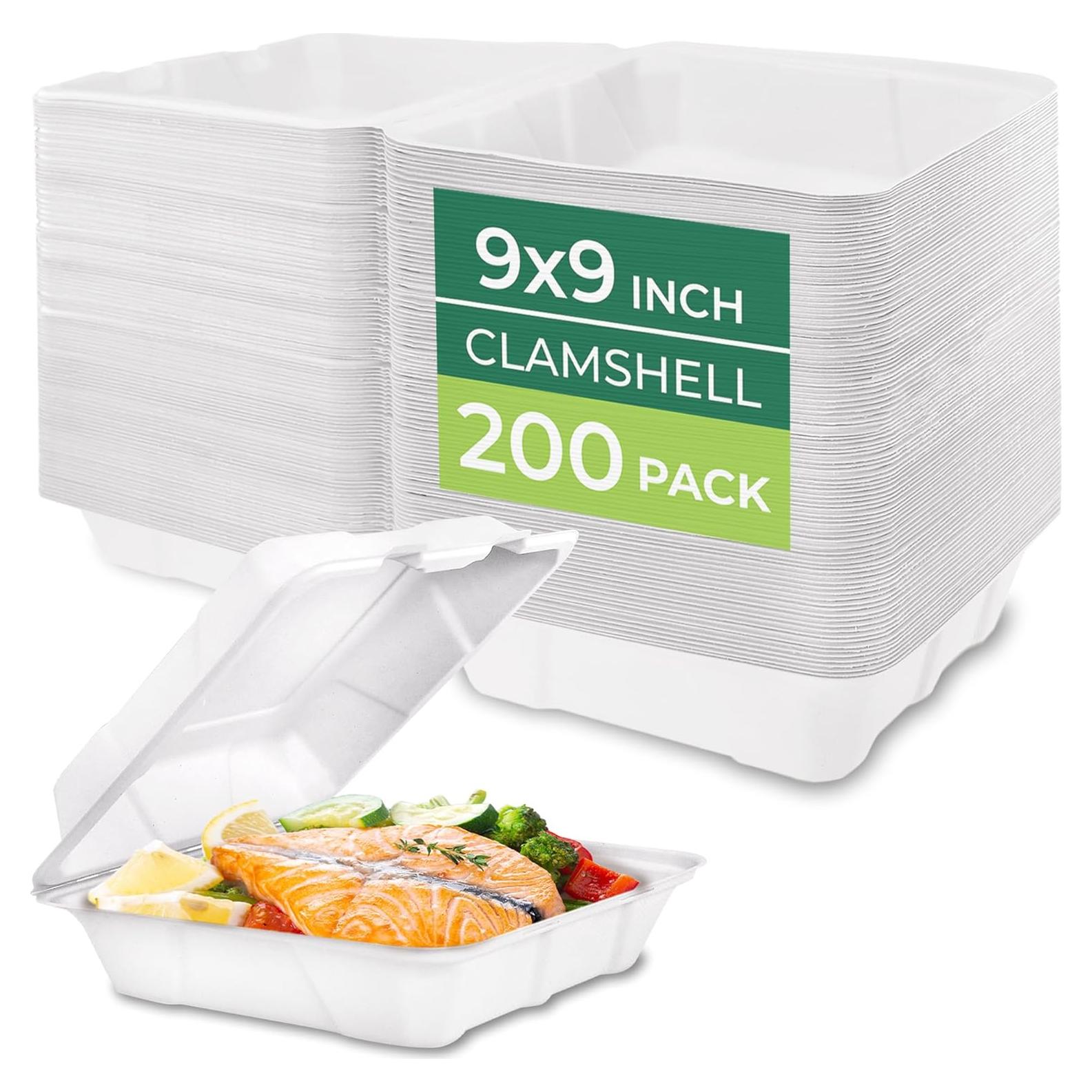 Contenedores de Comida Compostables Freshware 9x9" 200 Pack