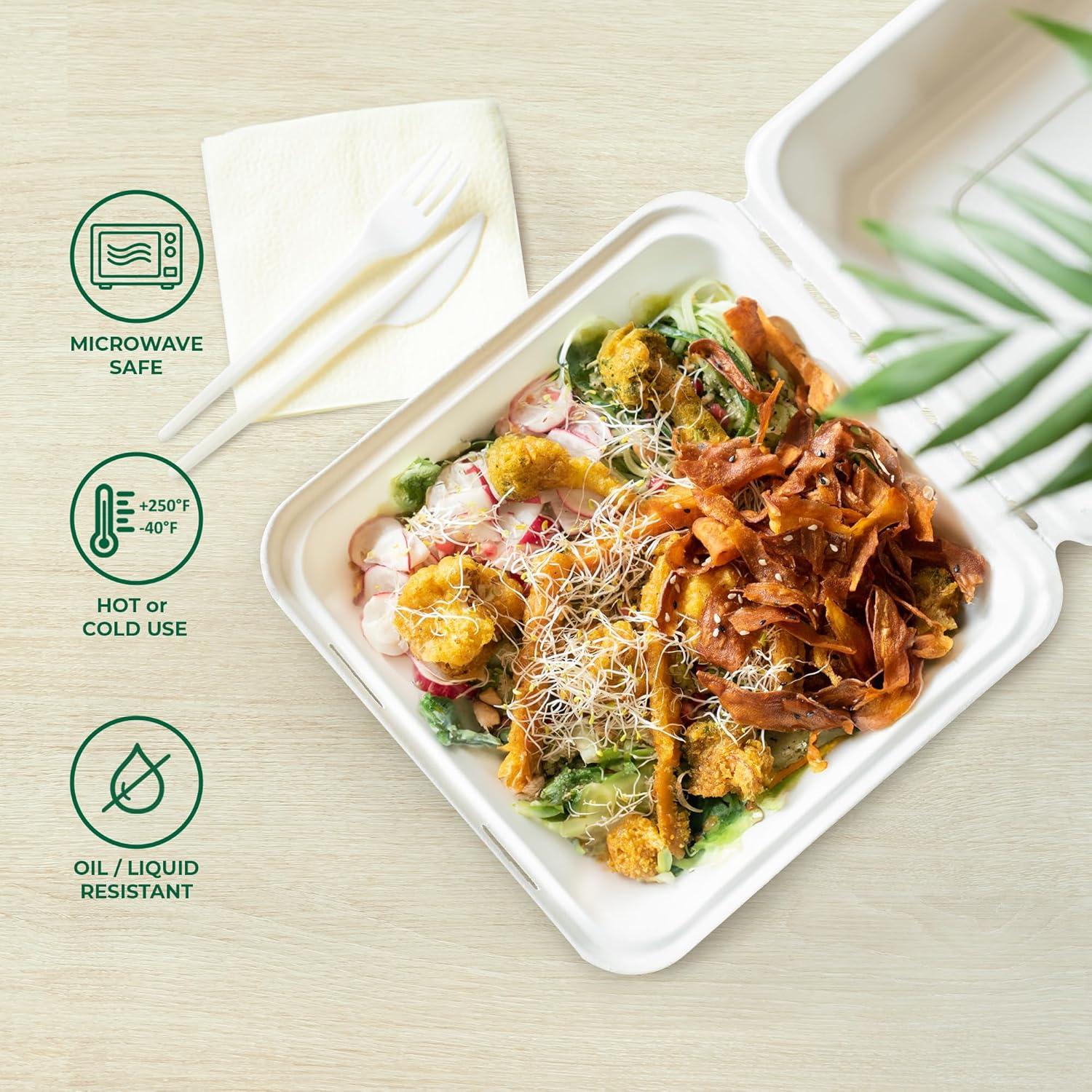 Contenedores de Comida Compostables Freshware 9x9" 200 Pack