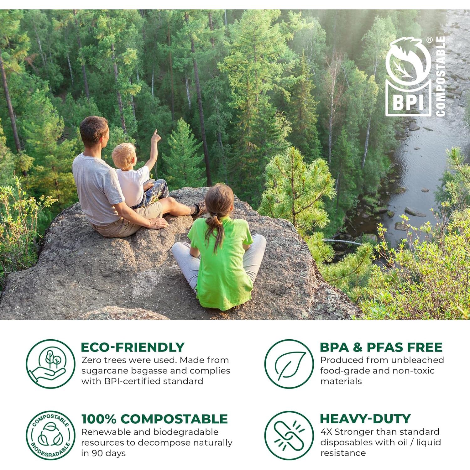 Contenedores de Comida Compostables Freshware 9x9" 200 Pack