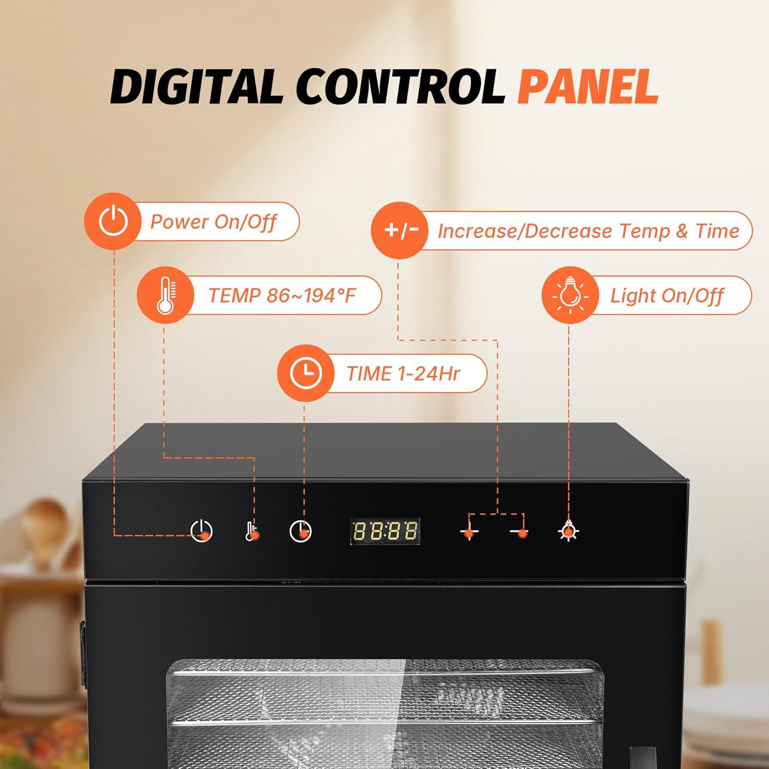 Deshidratadora de Alimentos EASYROSE 10 Bandejas 800W Acero Inoxidable