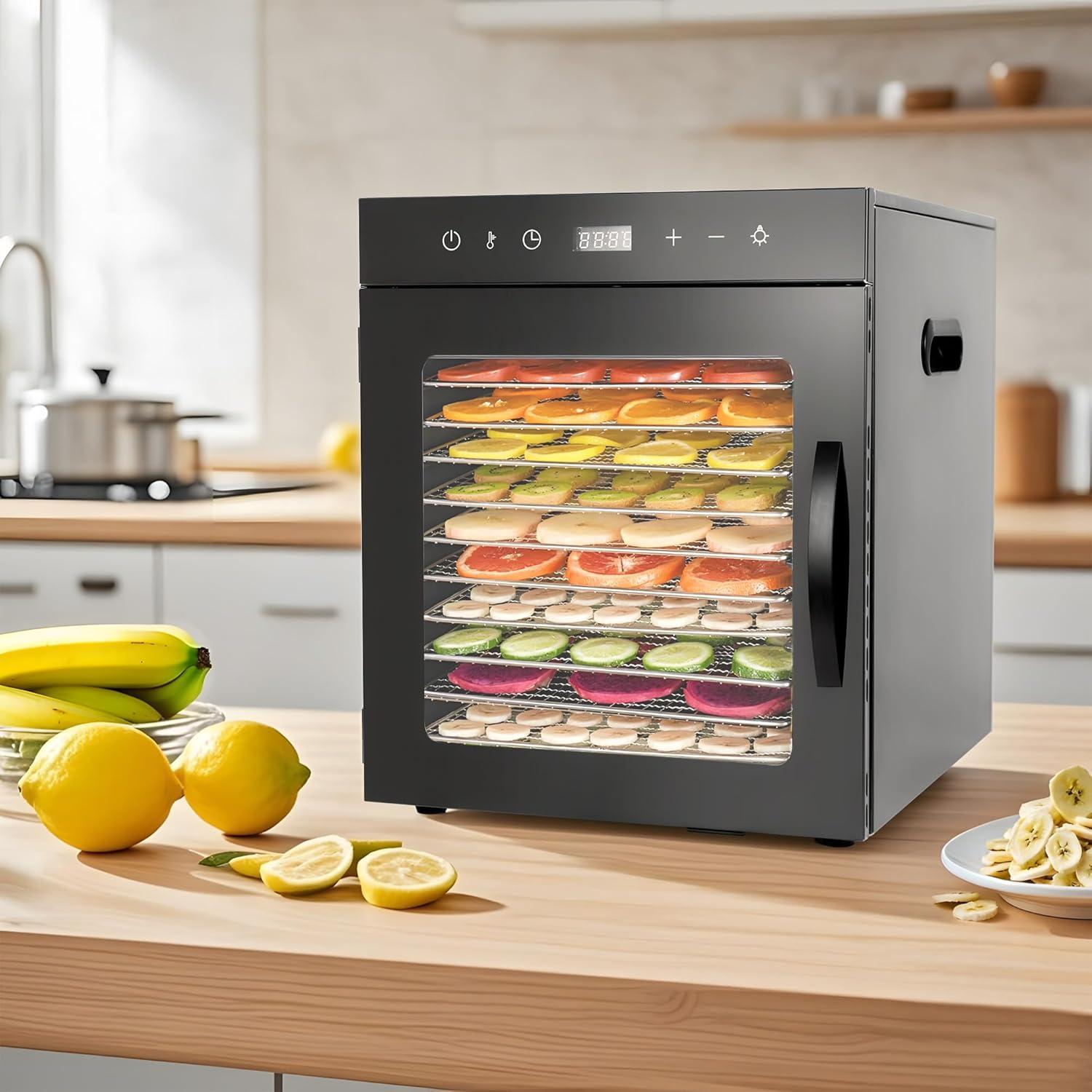 Deshidratadora de Alimentos EASYROSE 10 Bandejas 800W Acero Inoxidable