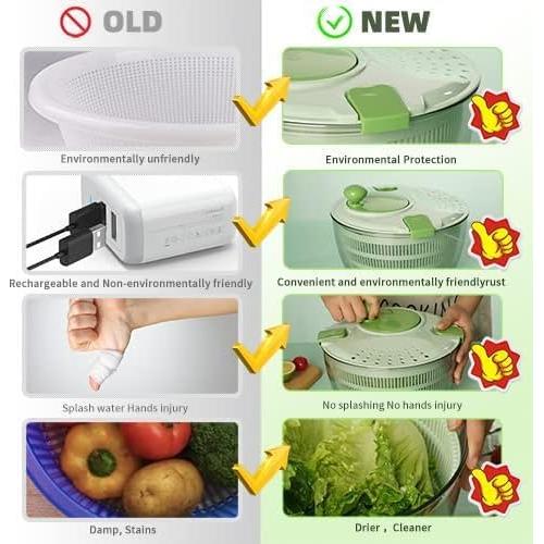 Secador de Ensalada KAEASOUS 4.2L con Mango Rotatorio y Bloqueo