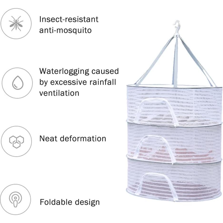 Estante de Secado de Hierbas Balana - Red Plegable 3 Capas 60x40 cm