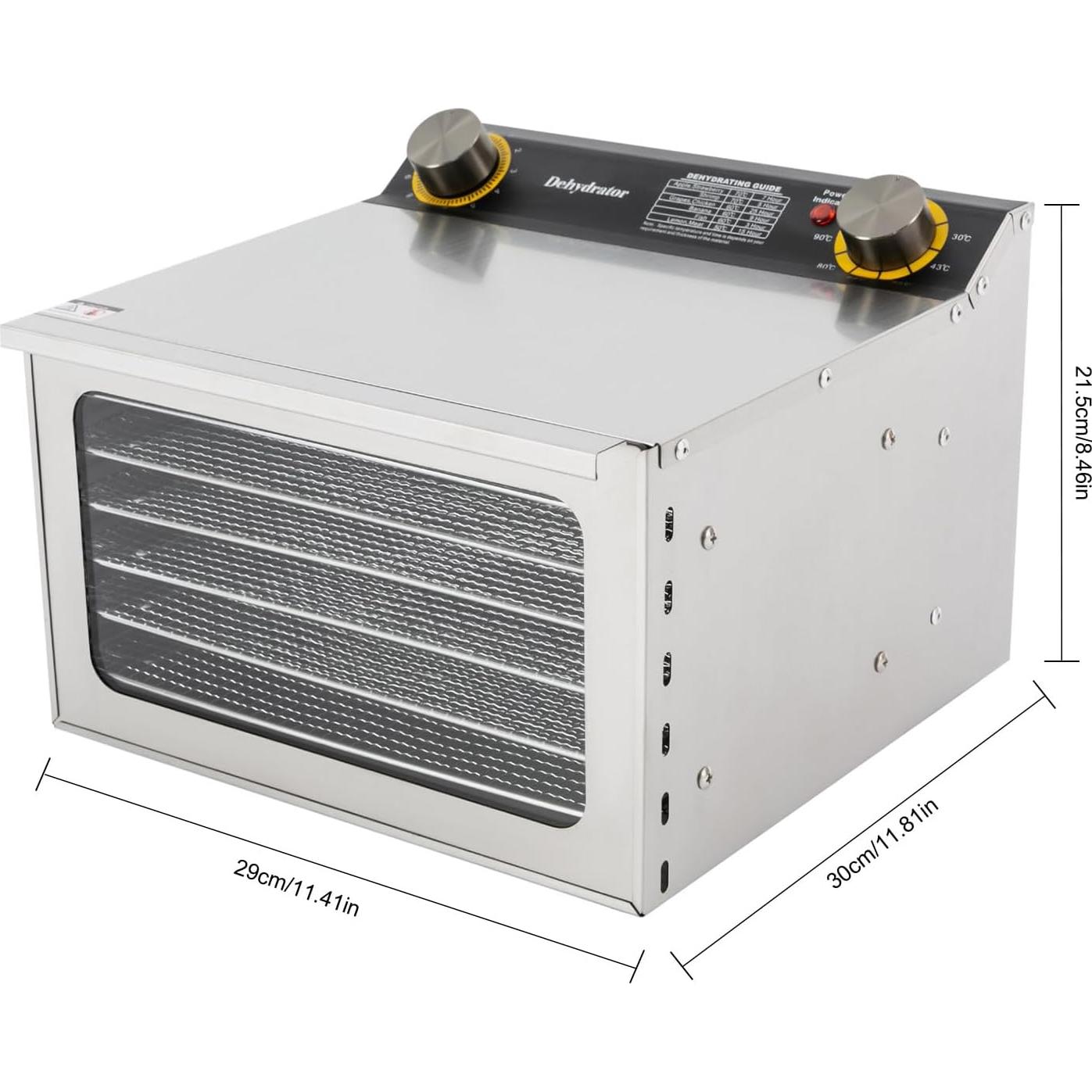 Deshidratador de Alimentos Ongniong 6 Bandejas 400W Acero Inoxidable