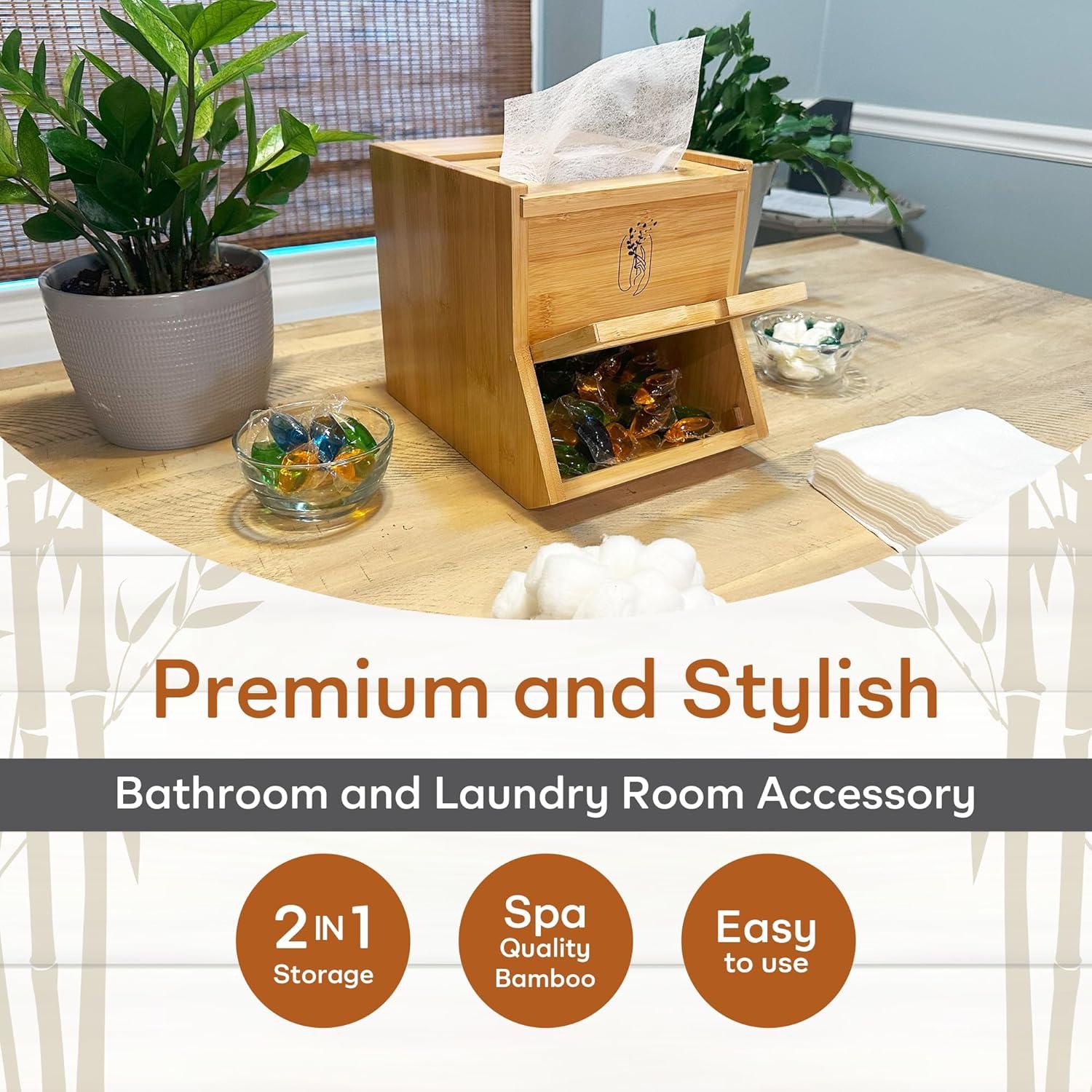 Contenedor de Bambú 2 en 1 para Cápsulas y Toallas - Soluciones Definitivas