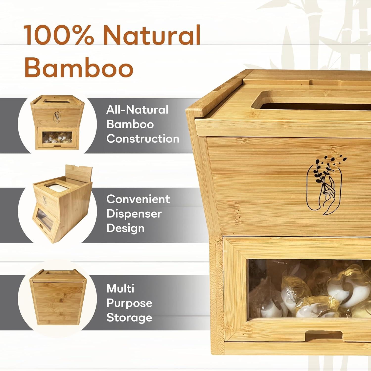 Contenedor de Bambú 2 en 1 para Cápsulas y Toallas - Soluciones Definitivas