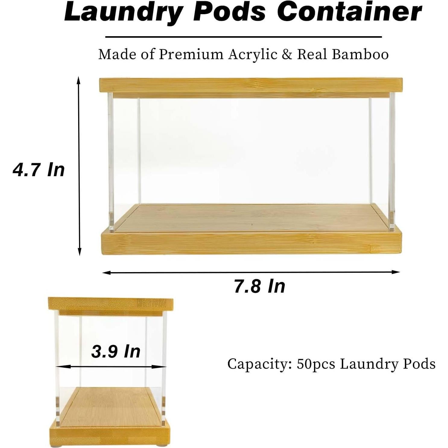 Contenedor de cápsulas de lavandería Gnjoyxuan con tapa de bambú