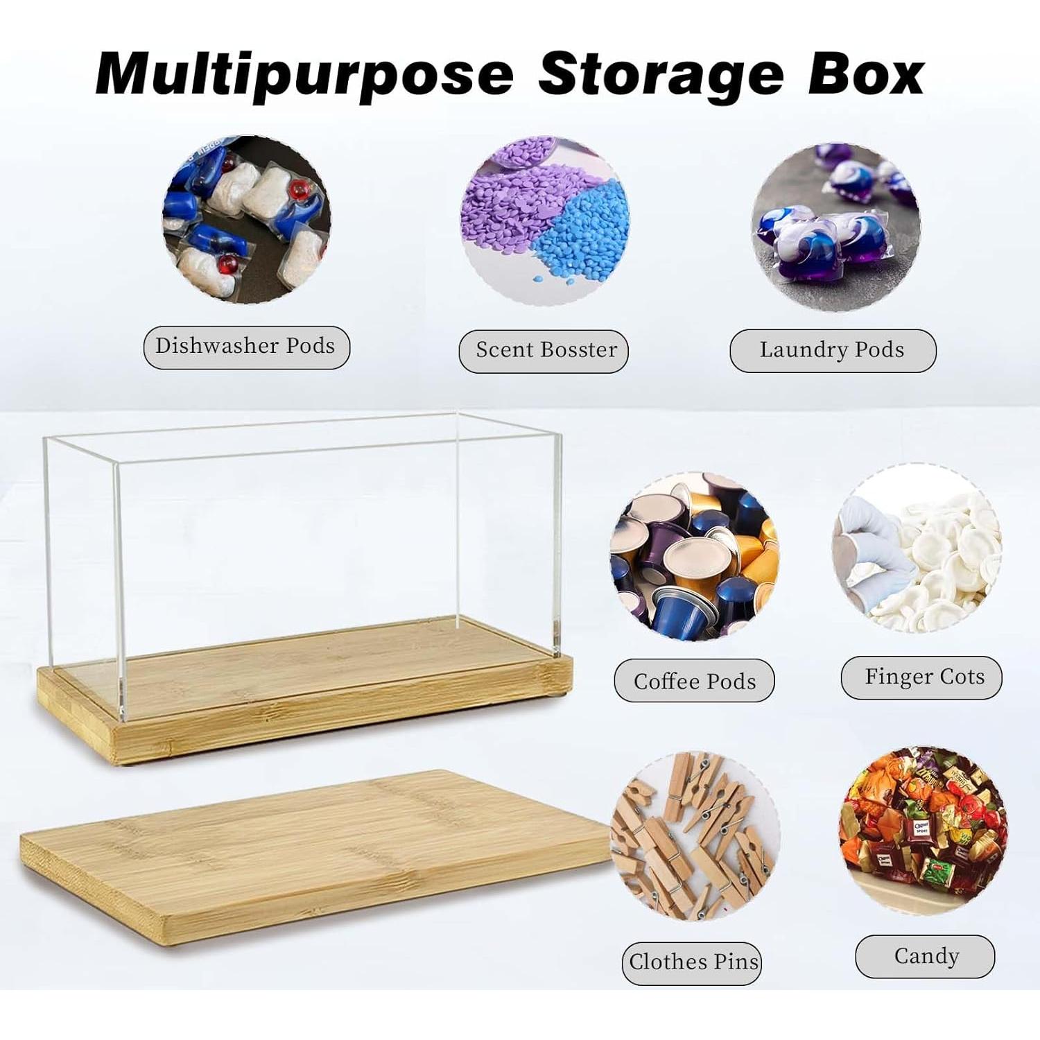 Contenedor de cápsulas de lavandería Gnjoyxuan con tapa de bambú