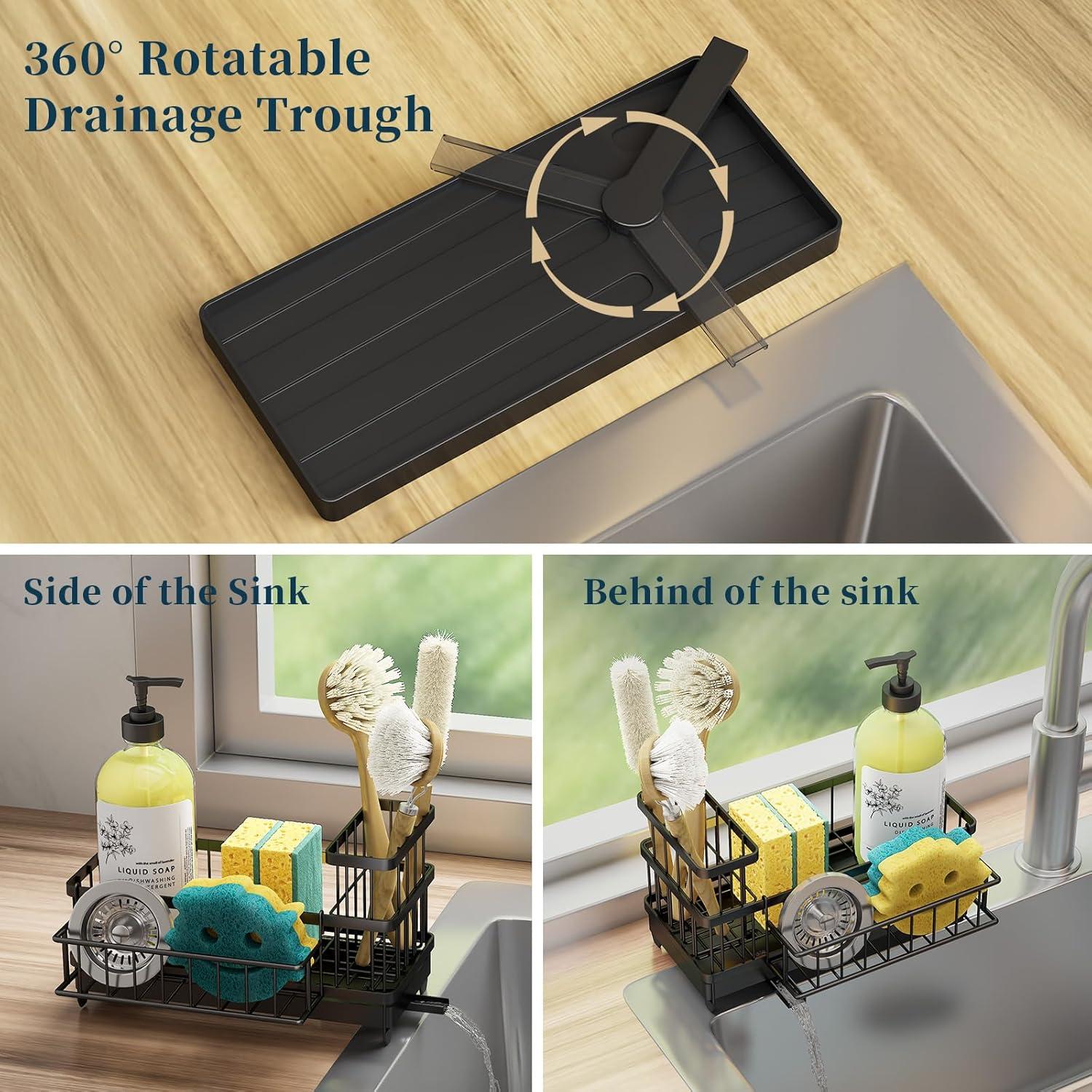 Soporte de Esponja para Fregadero Consumest - Acero Inoxidable Negro