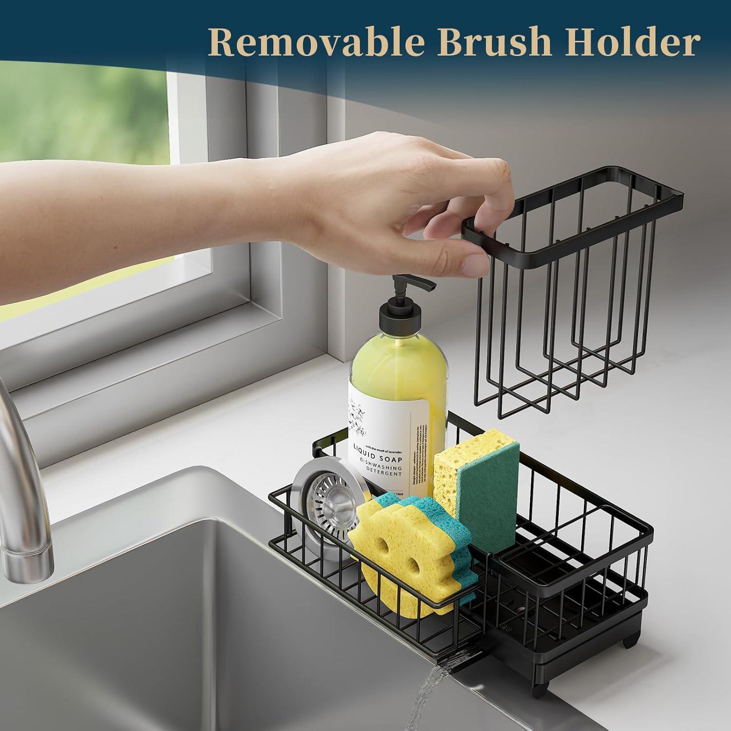 Soporte de Esponja para Fregadero Consumest - Acero Inoxidable Negro