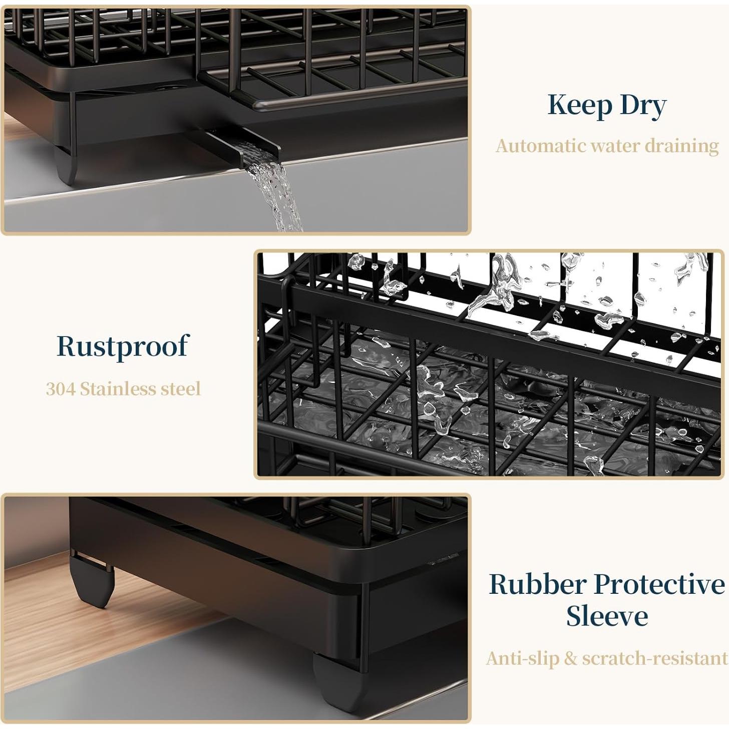 Soporte de Esponja para Fregadero Consumest - Acero Inoxidable Negro