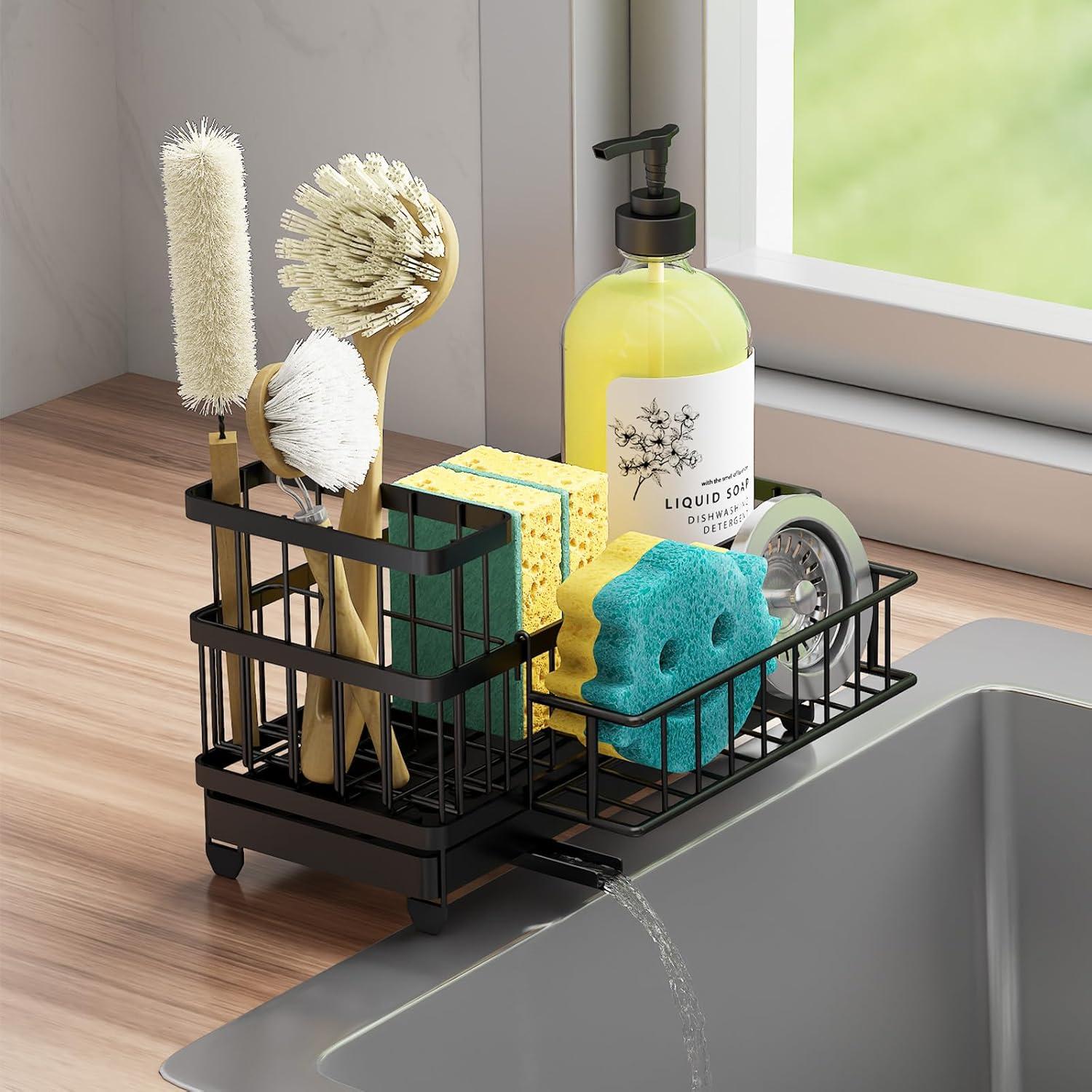 Soporte de Esponja para Fregadero Consumest - Acero Inoxidable Negro