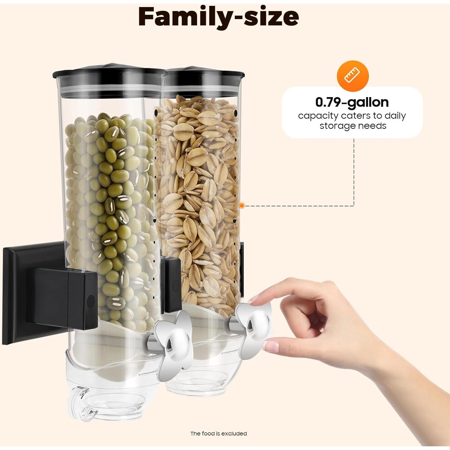 Dispensador de Cereal Montado en la Pared GAMIGIME 3L Negro