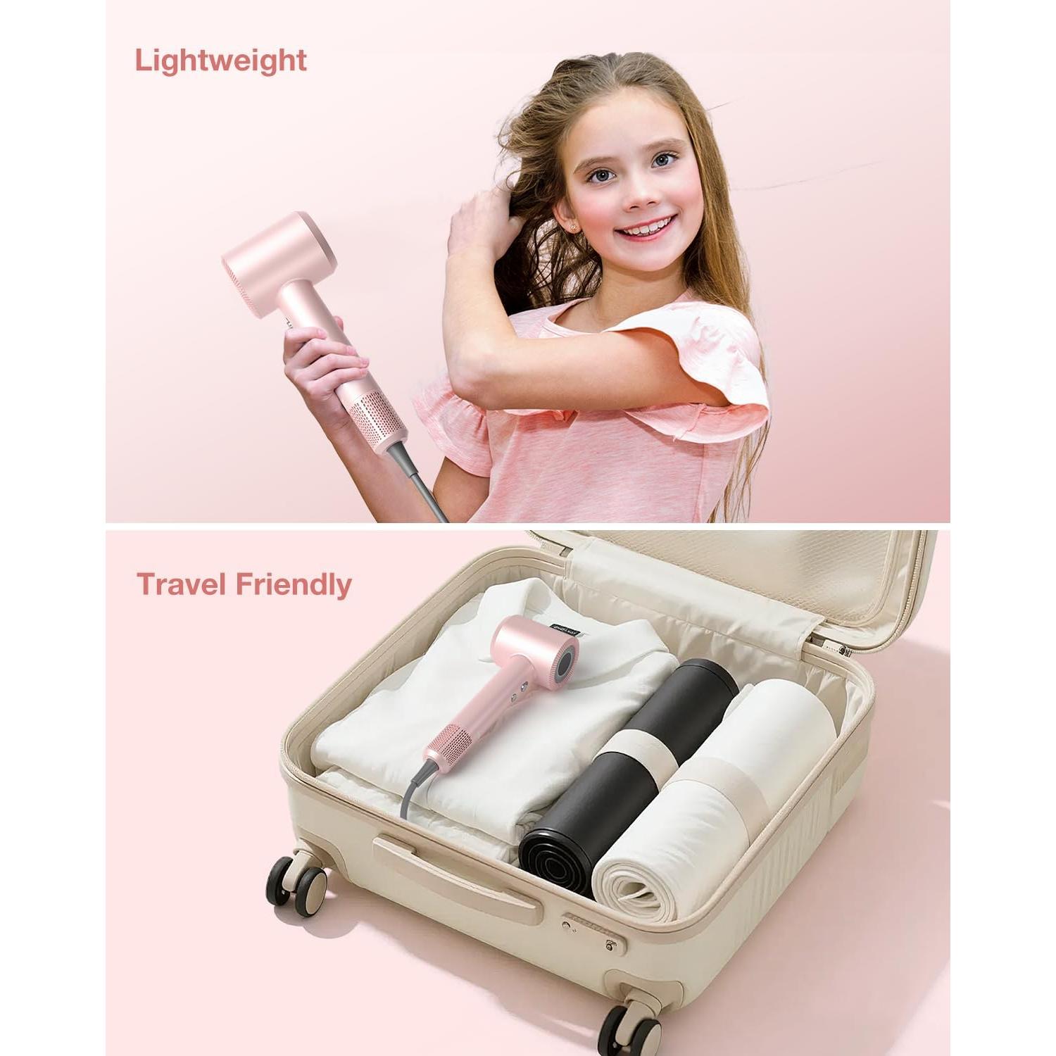 Secador de Pelo Iónico Tailulu 160000 RPM Rosa Portátil