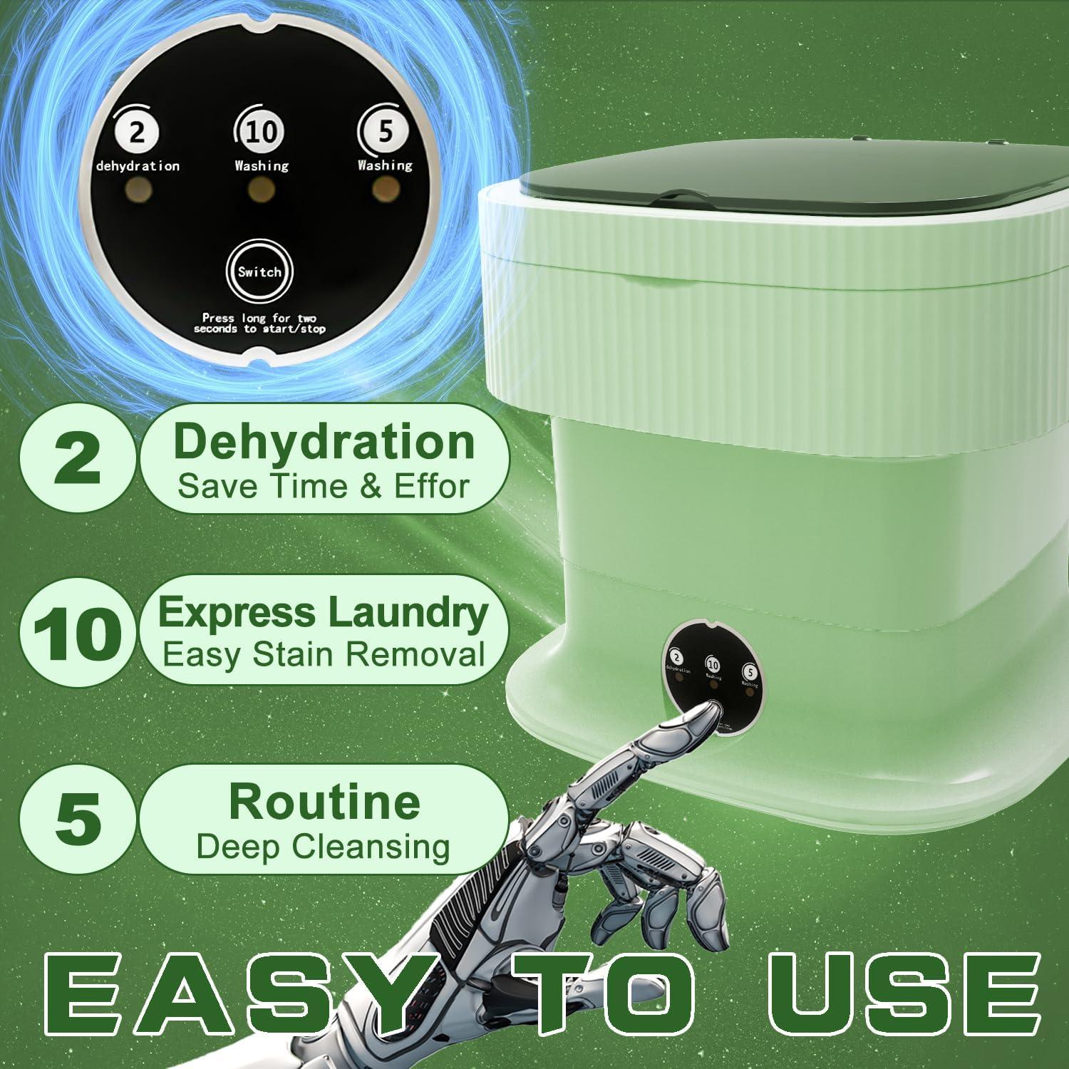 Lavadora Portátil YLTIMER 14L Plegable Compacta Verde