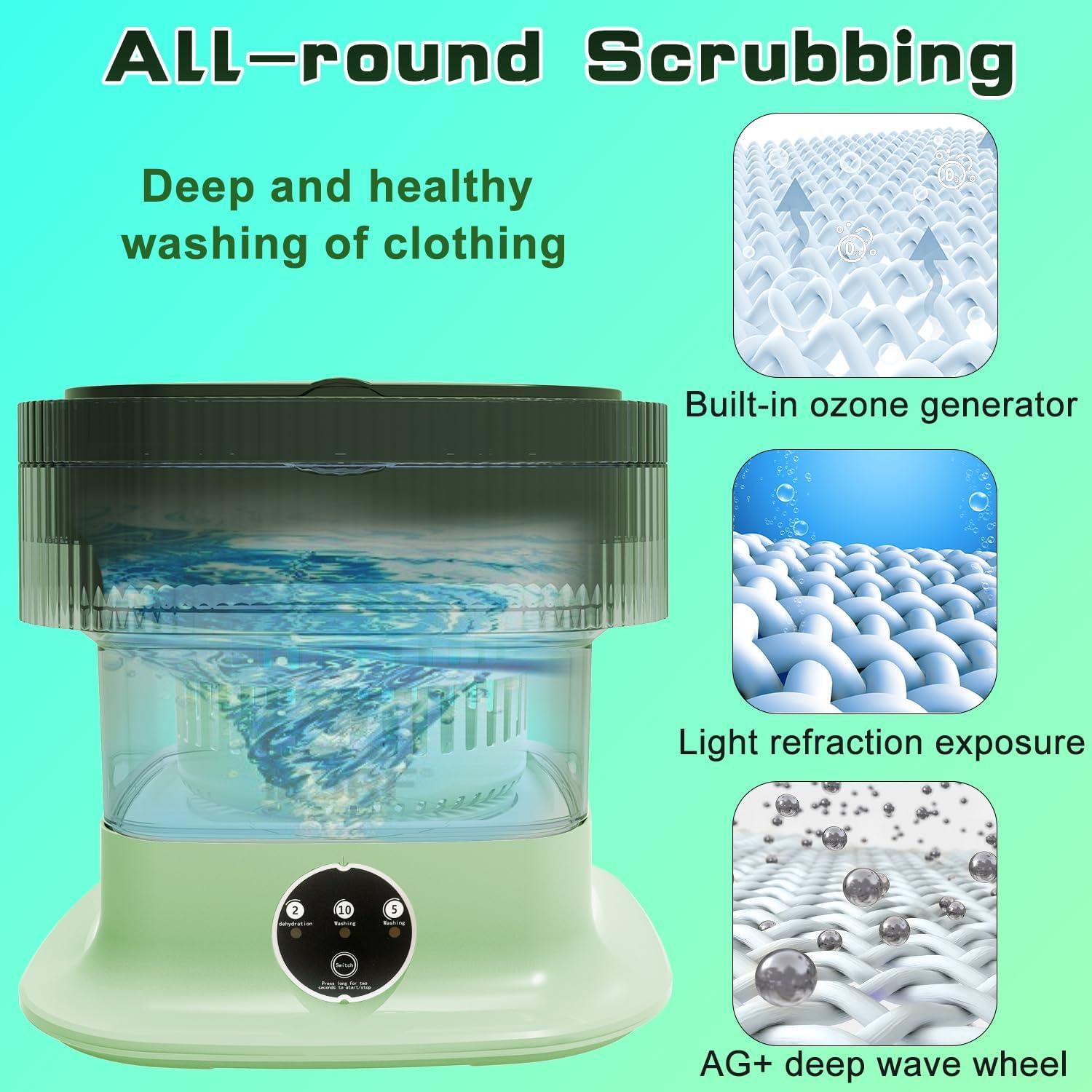 Lavadora Portátil YLTIMER 14L Plegable Compacta Verde