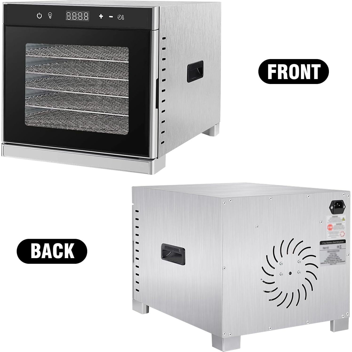 Deshidratadora de Alimentos JUUDDENPARTS 6 Bandejas Acero Inoxidable