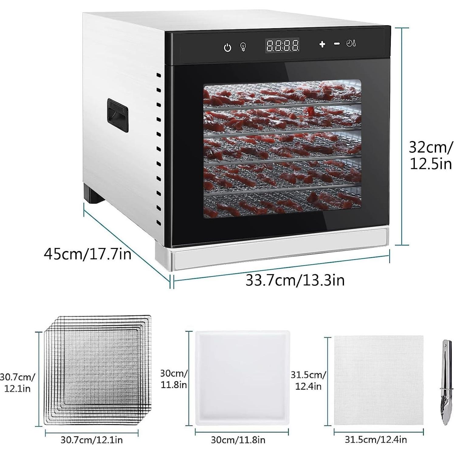 Deshidratadora de Alimentos JUUDDENPARTS 6 Bandejas Acero Inoxidable