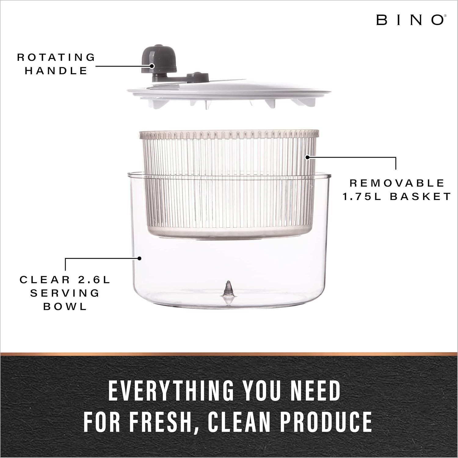 Escurridor de Ensalada BINO 2.6L Manual con Tazón y Colador