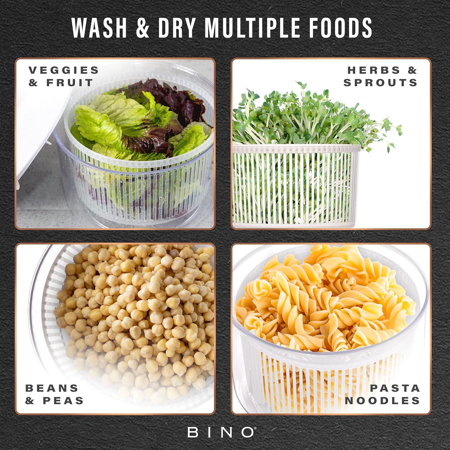 Escurridor de Ensalada BINO 2.6L Manual con Tazón y Colador