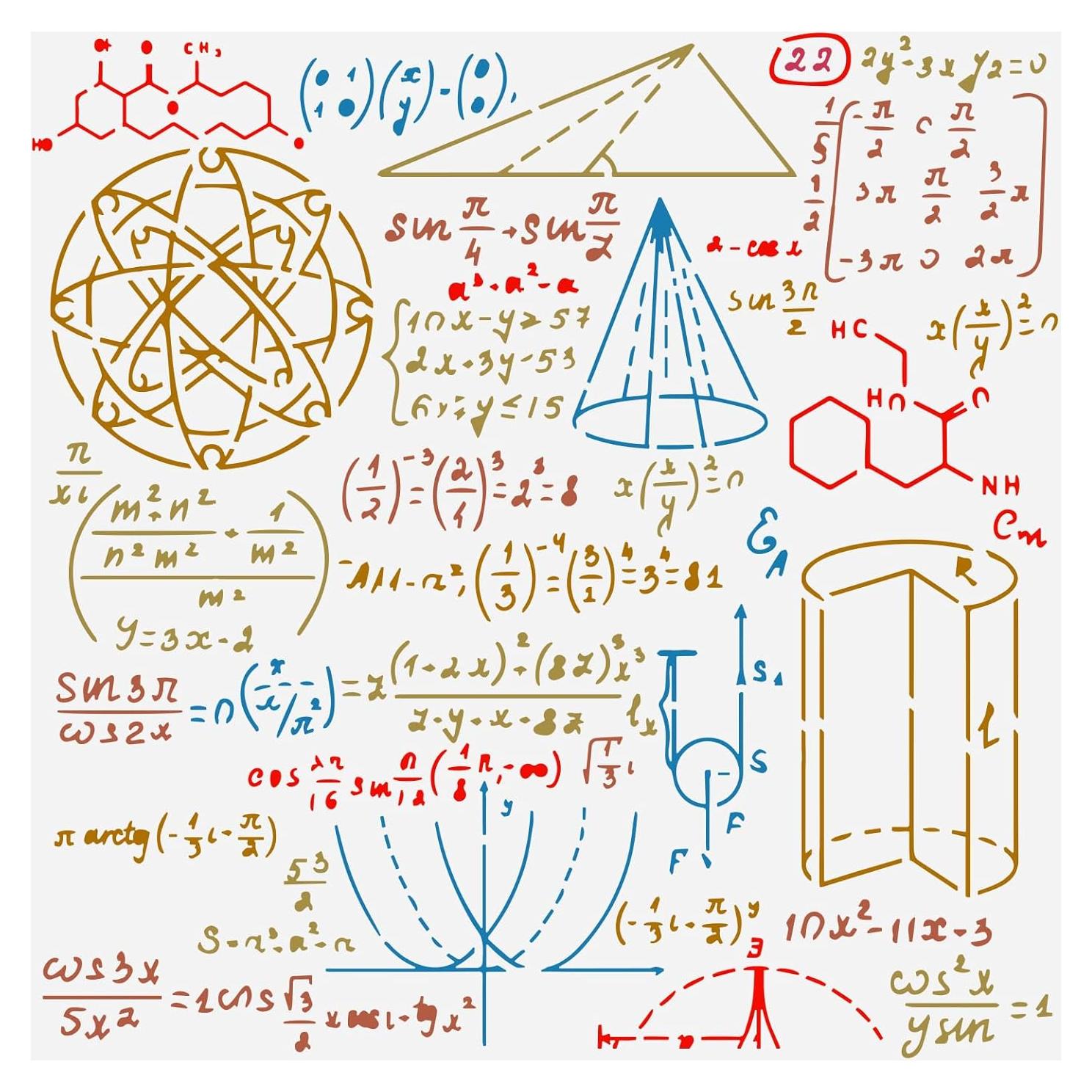 Plantilla de Pintura Matemáticas FINGERINSPIRE 30x30cm Reutilizable