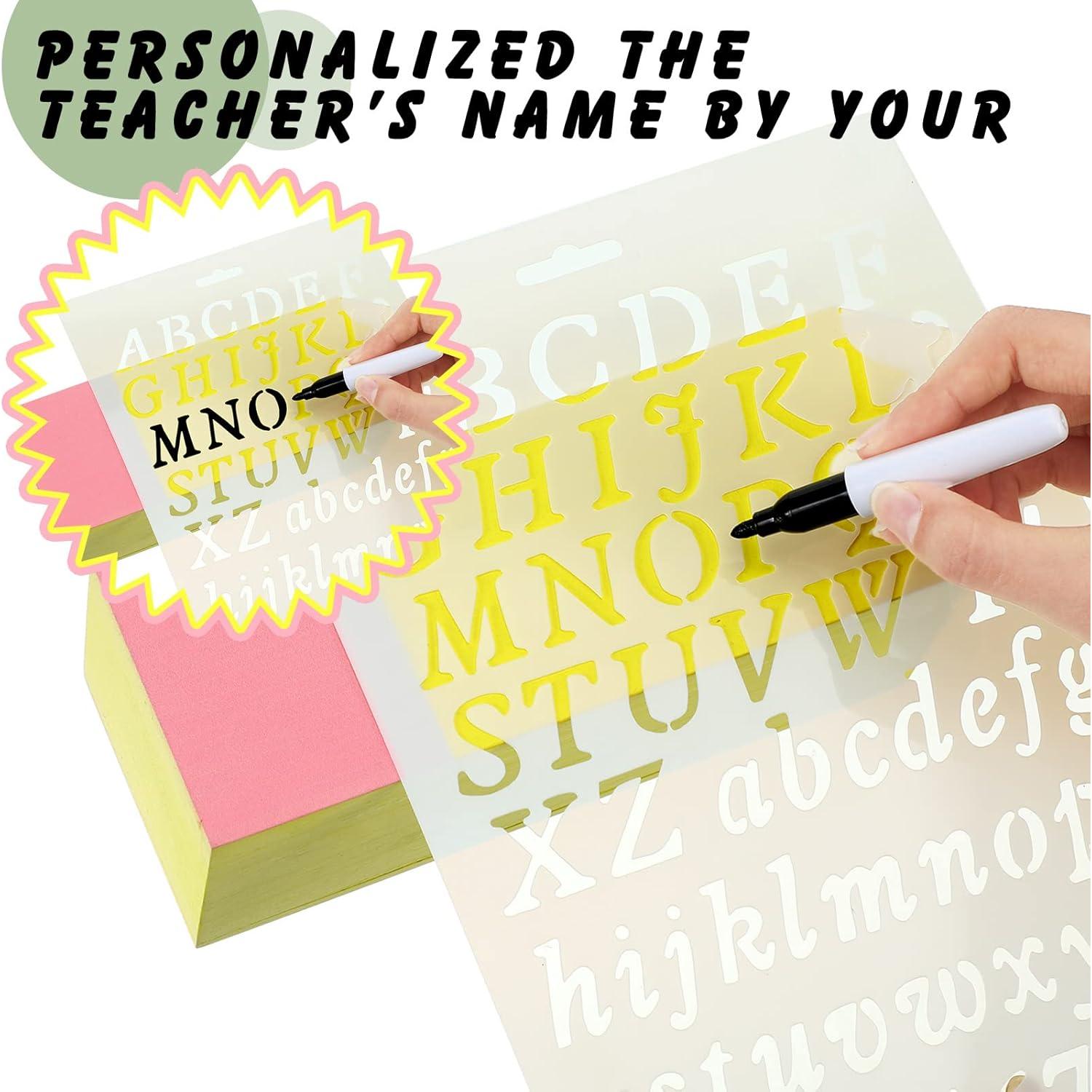 Kisston Soporte de Lápiz de Madera con Plantillas y Marcadores