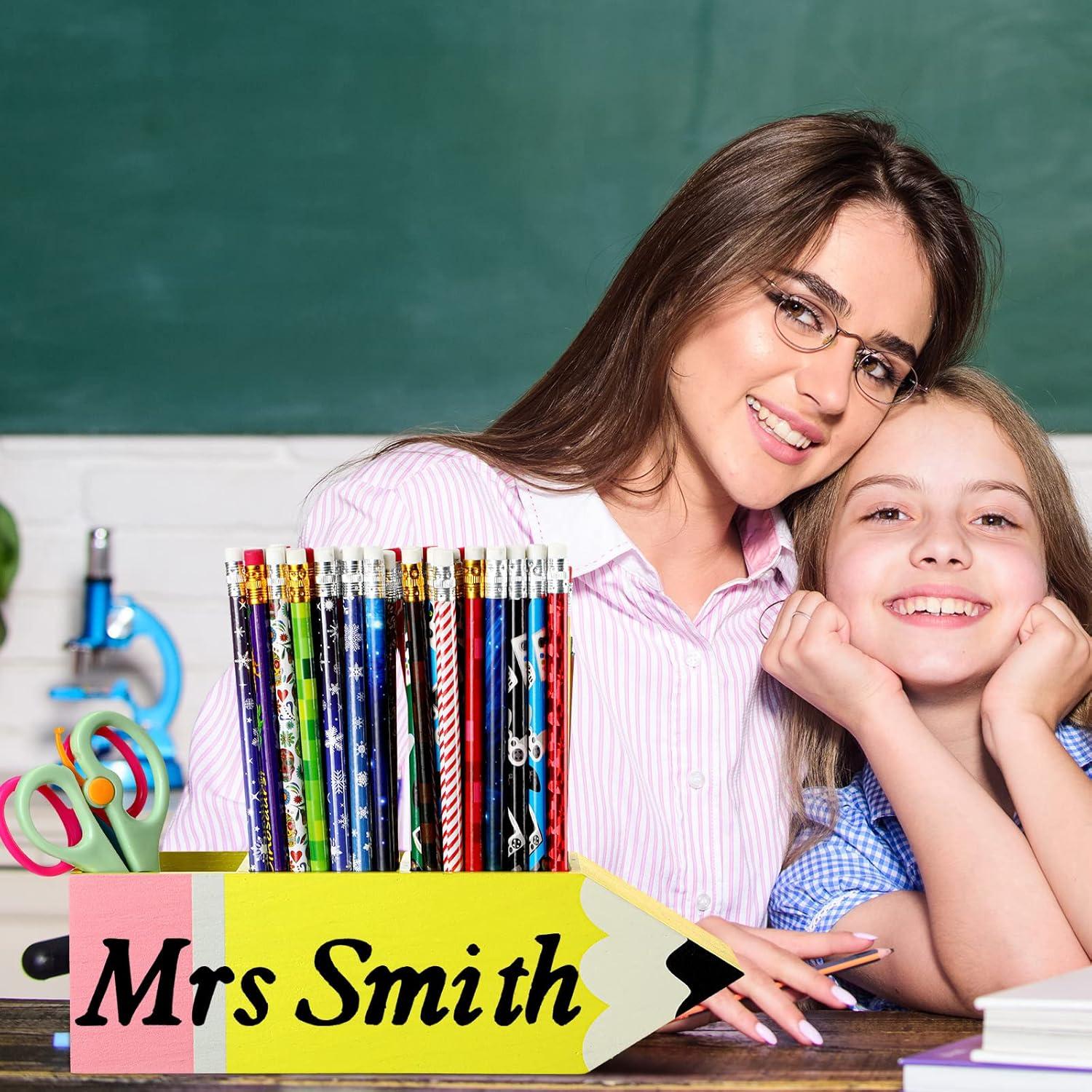 Kisston Soporte de Lápiz de Madera con Plantillas y Marcadores