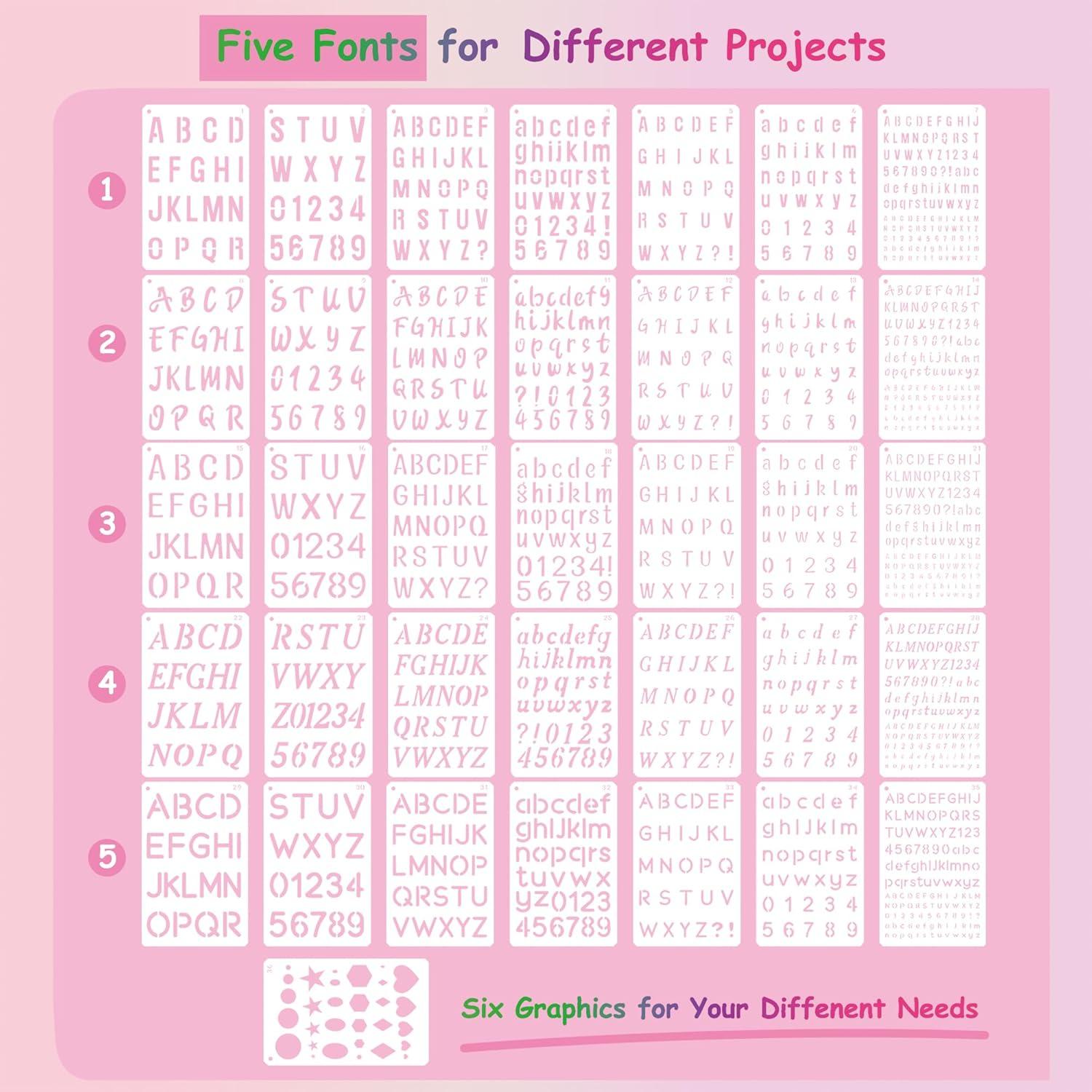 Plantillas Reutilizables de Letras y Números Qupaen - 36 Pcs