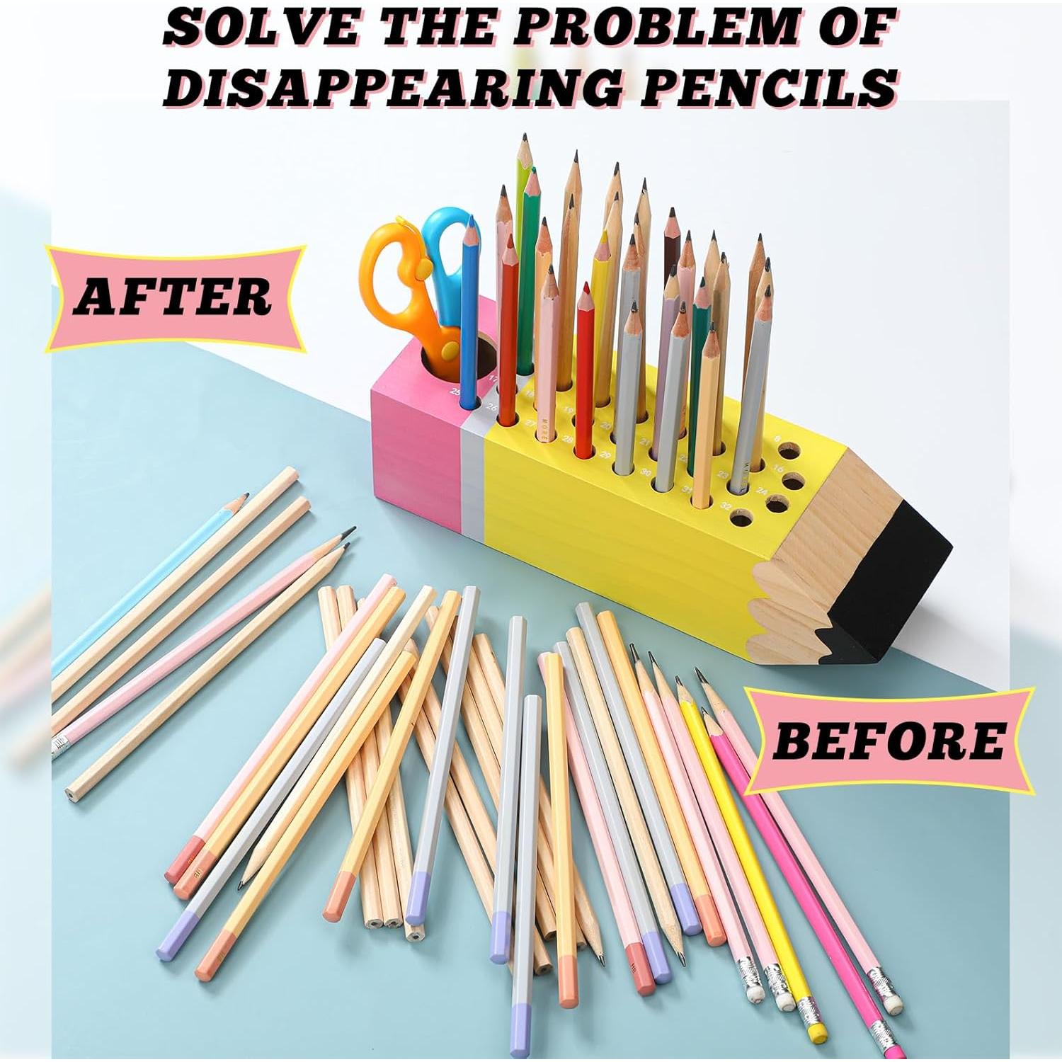 Organizador de Lápices Kisston 6 Pcs Madera DIY Regalo Maestro