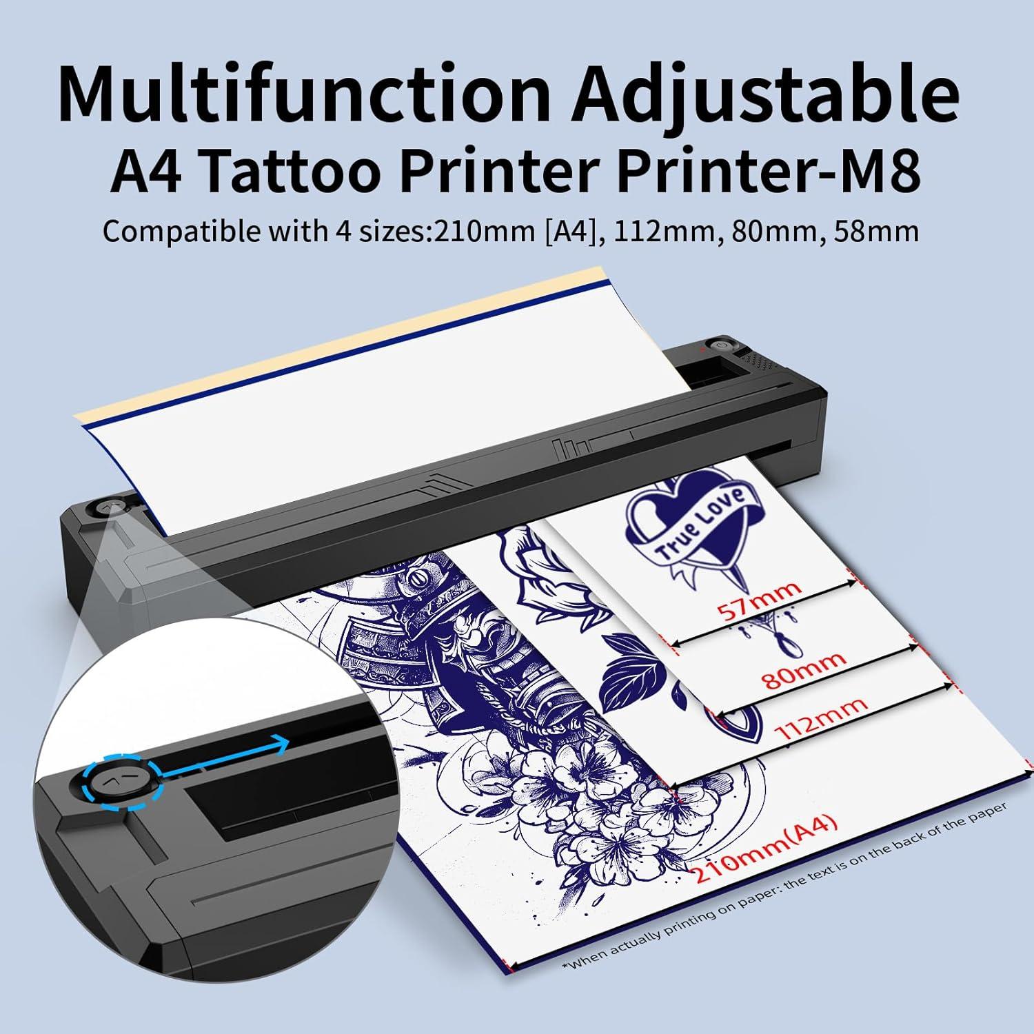 Impresora de Plantillas de Tatuaje TOHUNZO M8 Inalámbrica Bluetooth