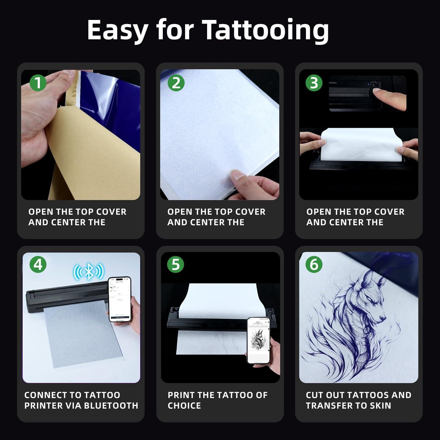 Impresora de Plantillas de Tatuaje TOHUNZO M8 Inalámbrica Bluetooth