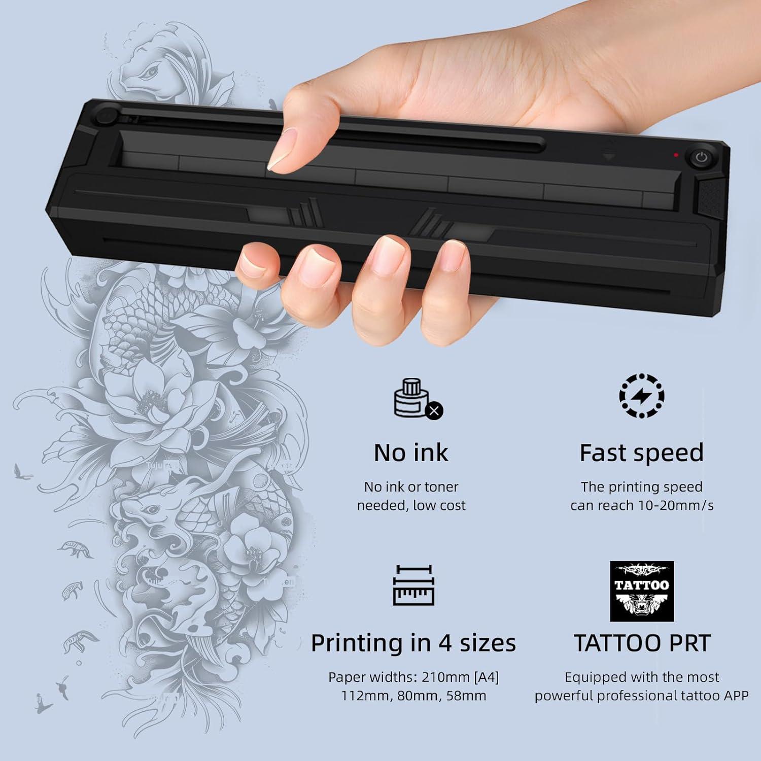 Impresora de Plantillas de Tatuaje TOHUNZO M8 Inalámbrica Bluetooth