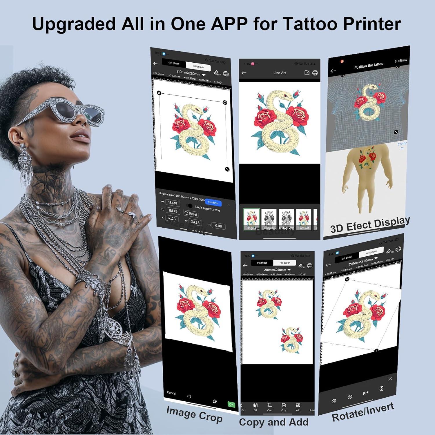 Impresora de Plantillas de Tatuaje TOHUNZO M8 Inalámbrica Bluetooth