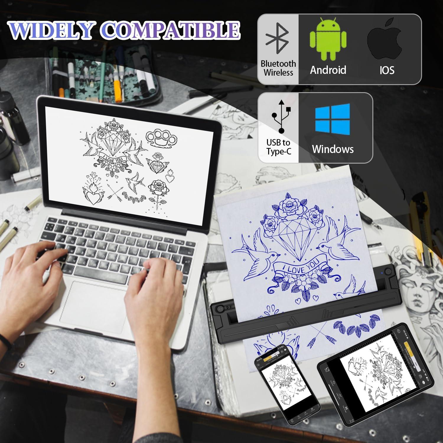 Impresora Térmica Inalámbrica Sacnahe M8 para Tatuajes A4