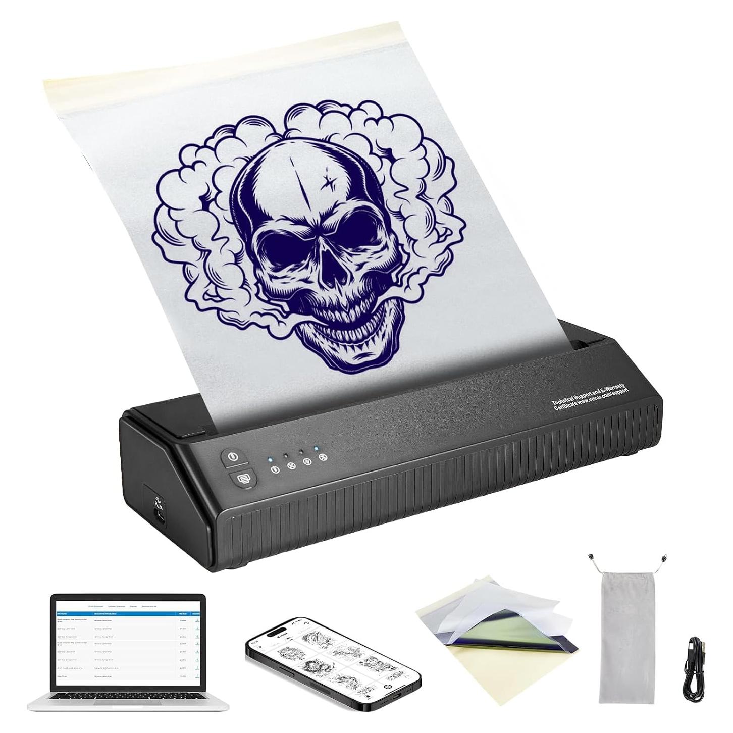 Impresora de Plantillas de Tatuaje VEVOR Bluetooth 2500mAh