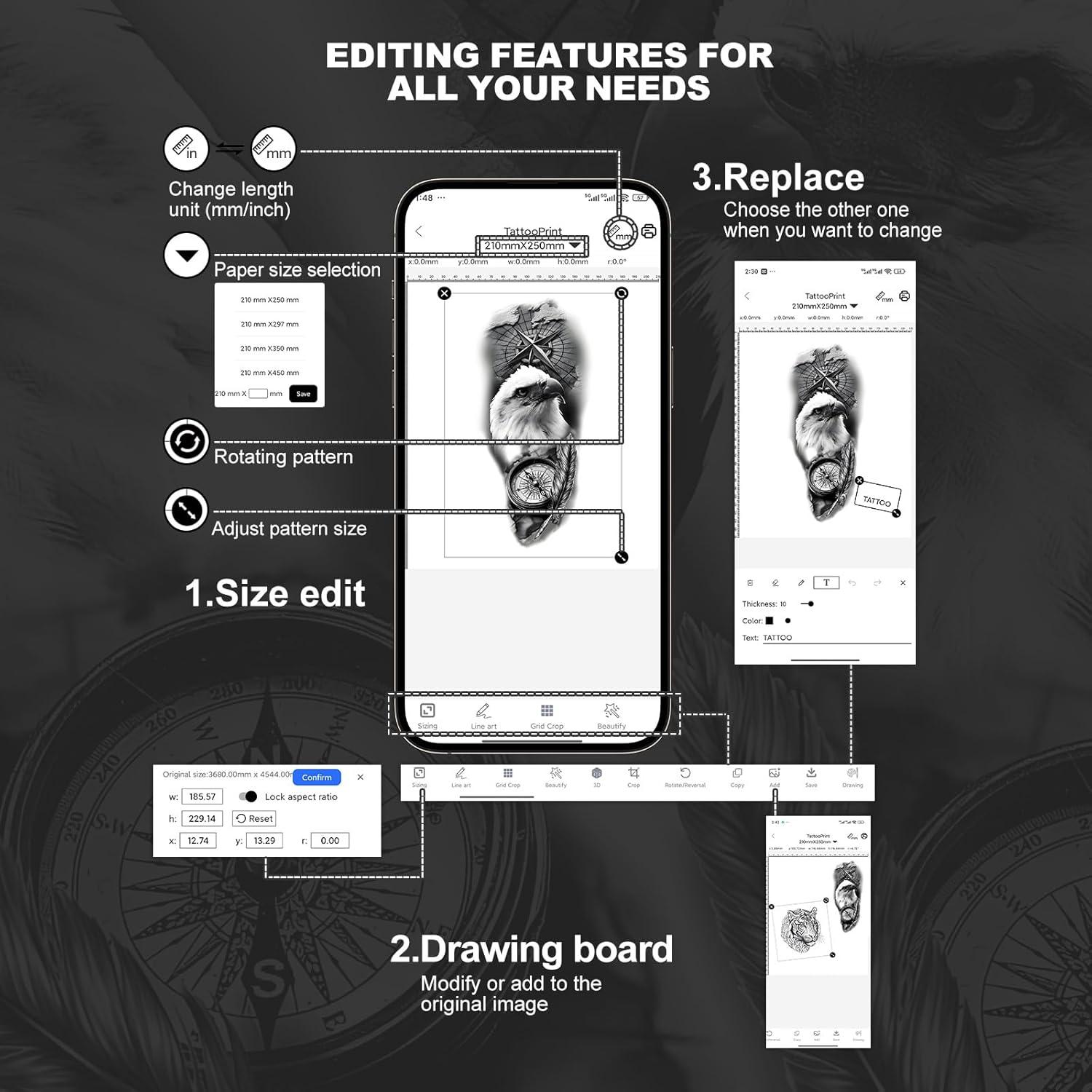 Impresora de Plantillas de Tatuaje HAWINK Inalámbrica 2500mAh