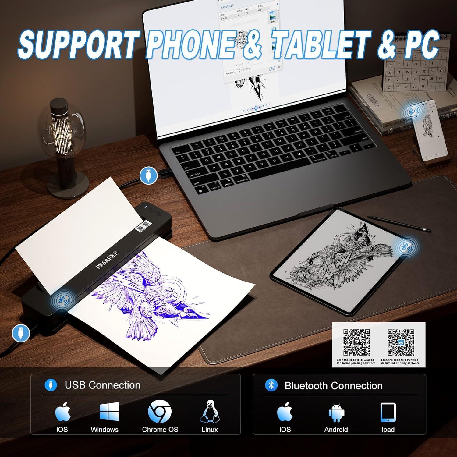 Impresora de Plantillas de Tatuaje HAWINK Inalámbrica 2500mAh