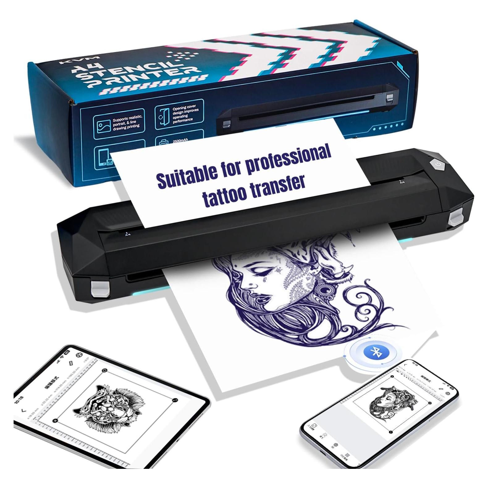 Impresora Tatuaje Térmica Inalámbrica KVM RM - Bluetooth USB