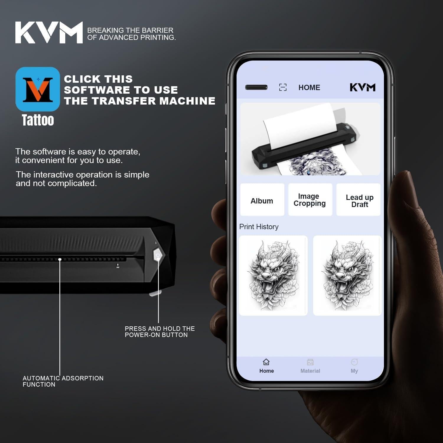 Impresora Tatuaje Térmica Inalámbrica KVM RM - Bluetooth USB