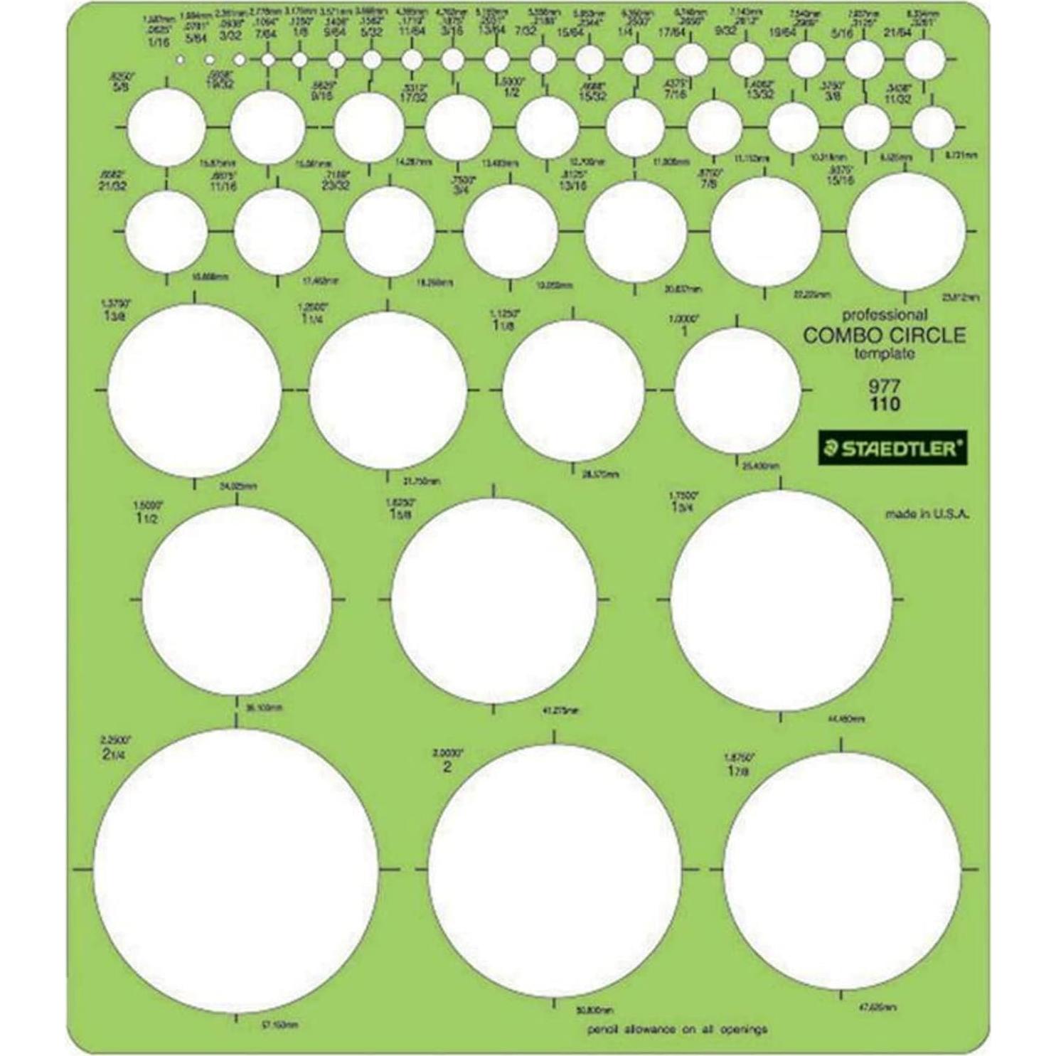 Plantilla de Círculo Combo Staedtler 977 110 - Verde 21.1 cm
