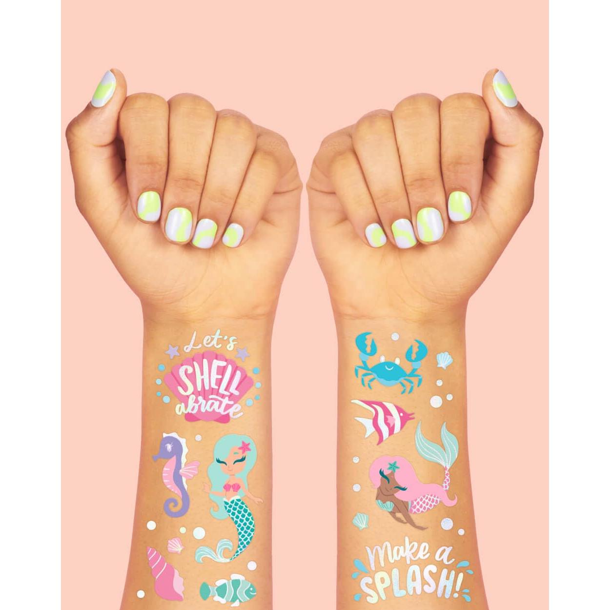 Tatuajes Temporales de Sirena xo, Fetti - 56 Diseños Iridiscentes