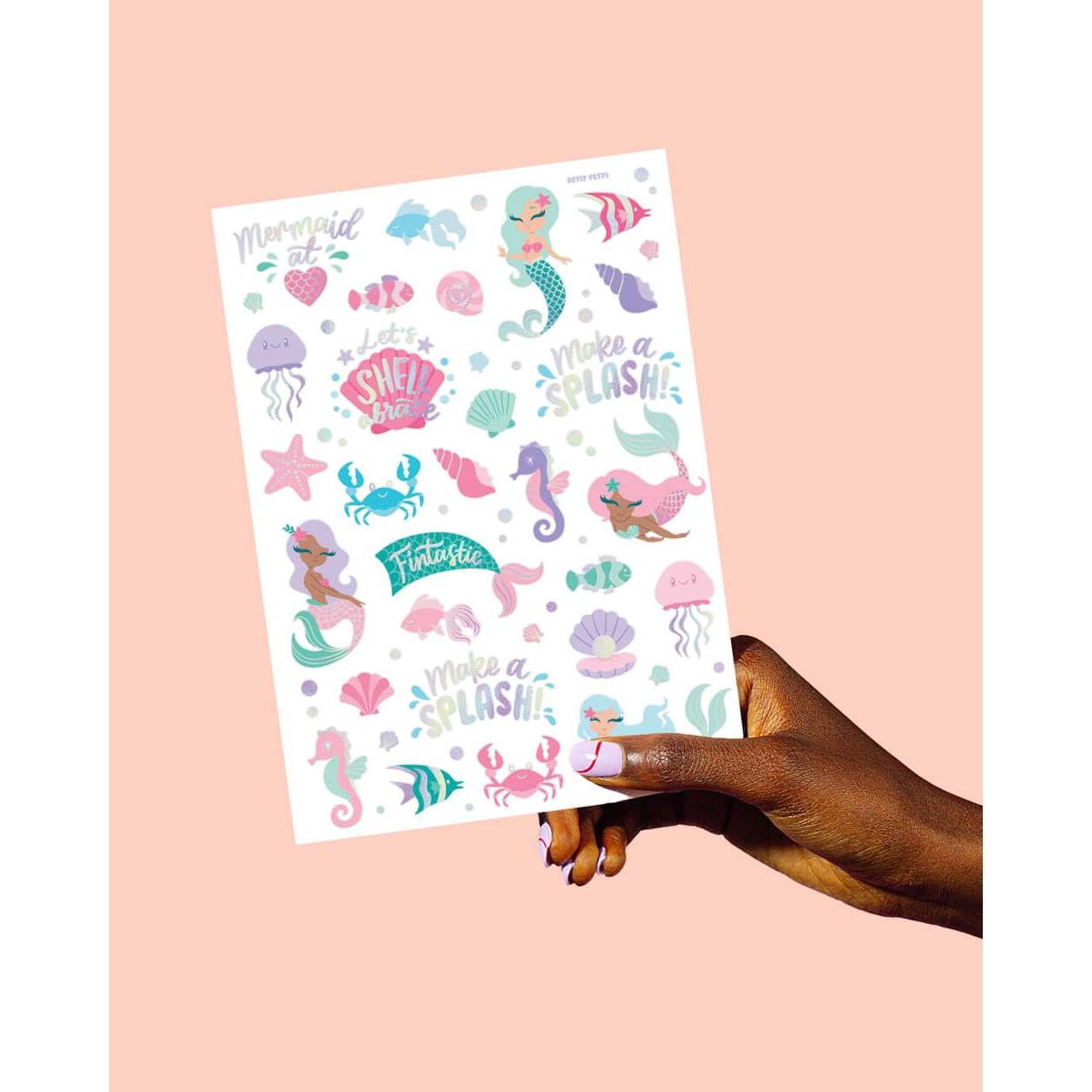 Tatuajes Temporales de Sirena xo, Fetti - 56 Diseños Iridiscentes