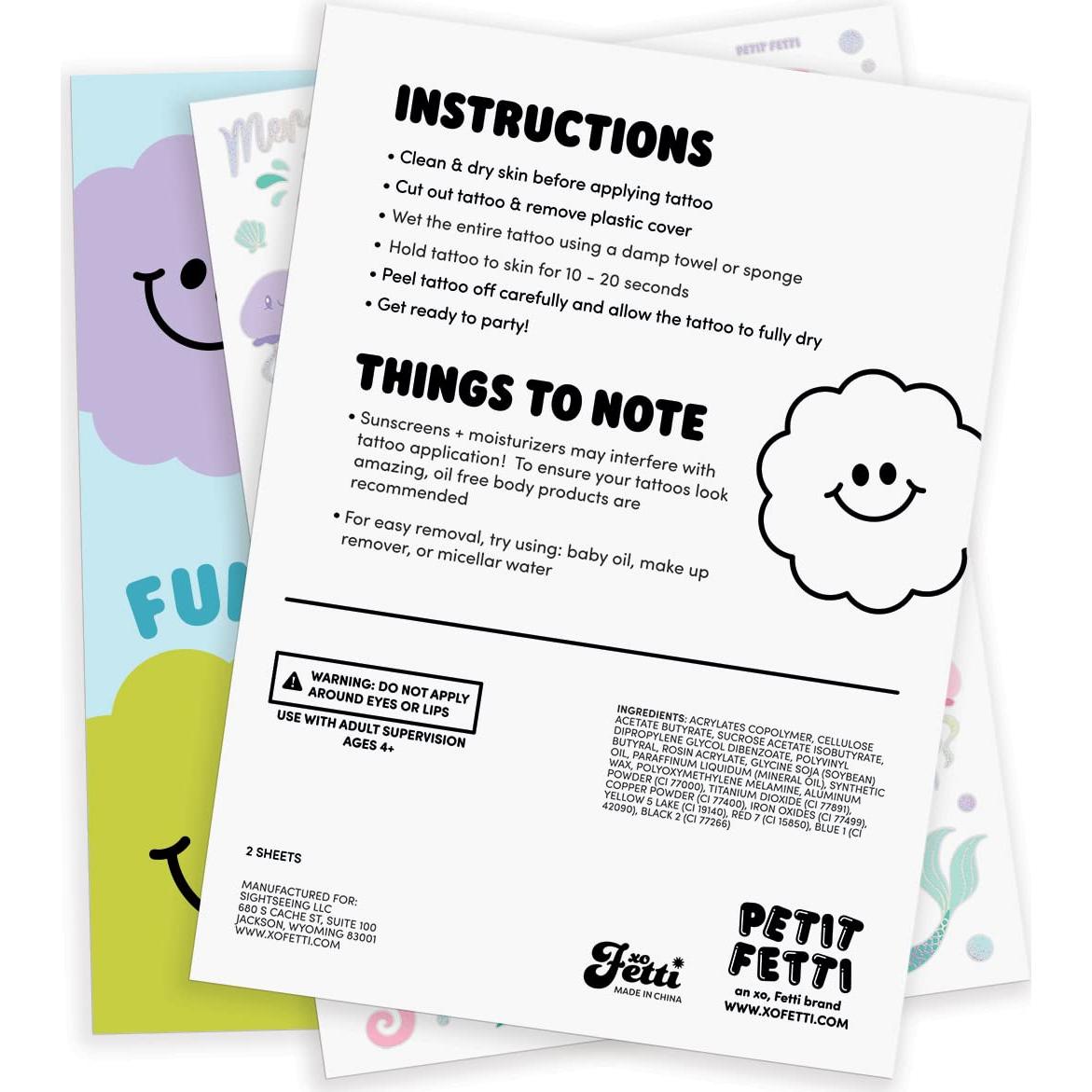 Tatuajes Temporales de Sirena xo, Fetti - 56 Diseños Iridiscentes