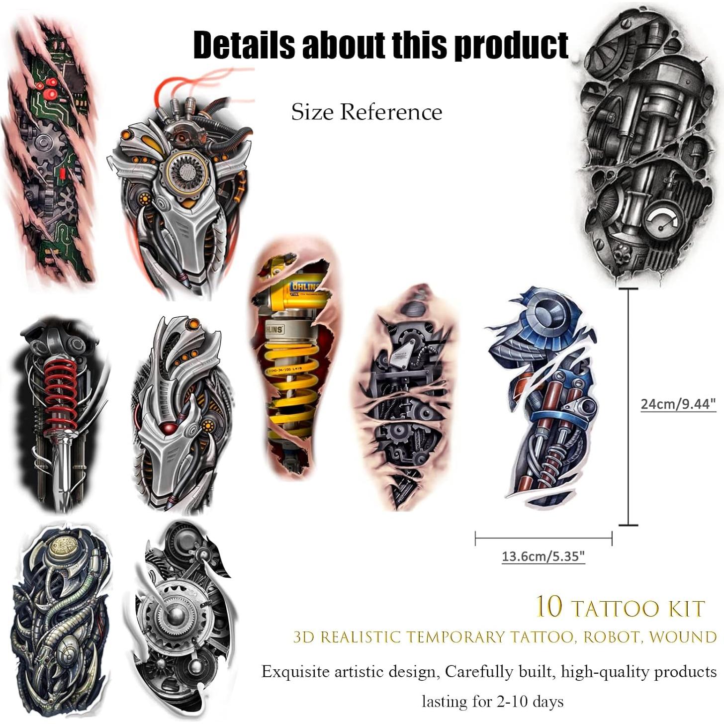 Tatuajes Temporales 3D Roarhowl Diseño 5 para Hombres y Mujeres