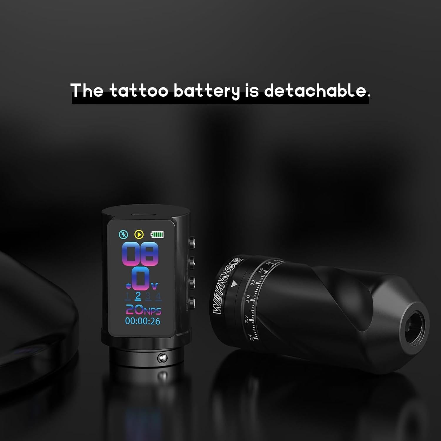 Máquina de Tatuaje Inalámbrica Wormhole WTK381 2300mAh 7 Longitudes
