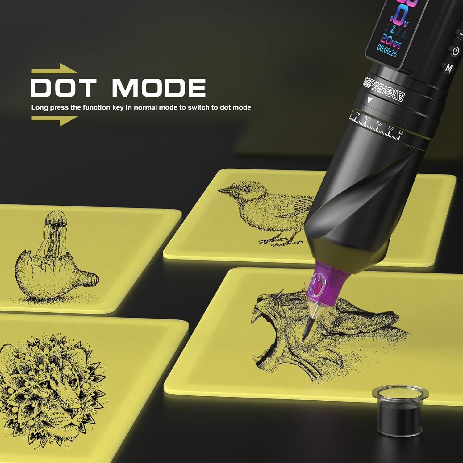 Máquina de Tatuaje Inalámbrica Wormhole WTK381 2300mAh 7 Longitudes